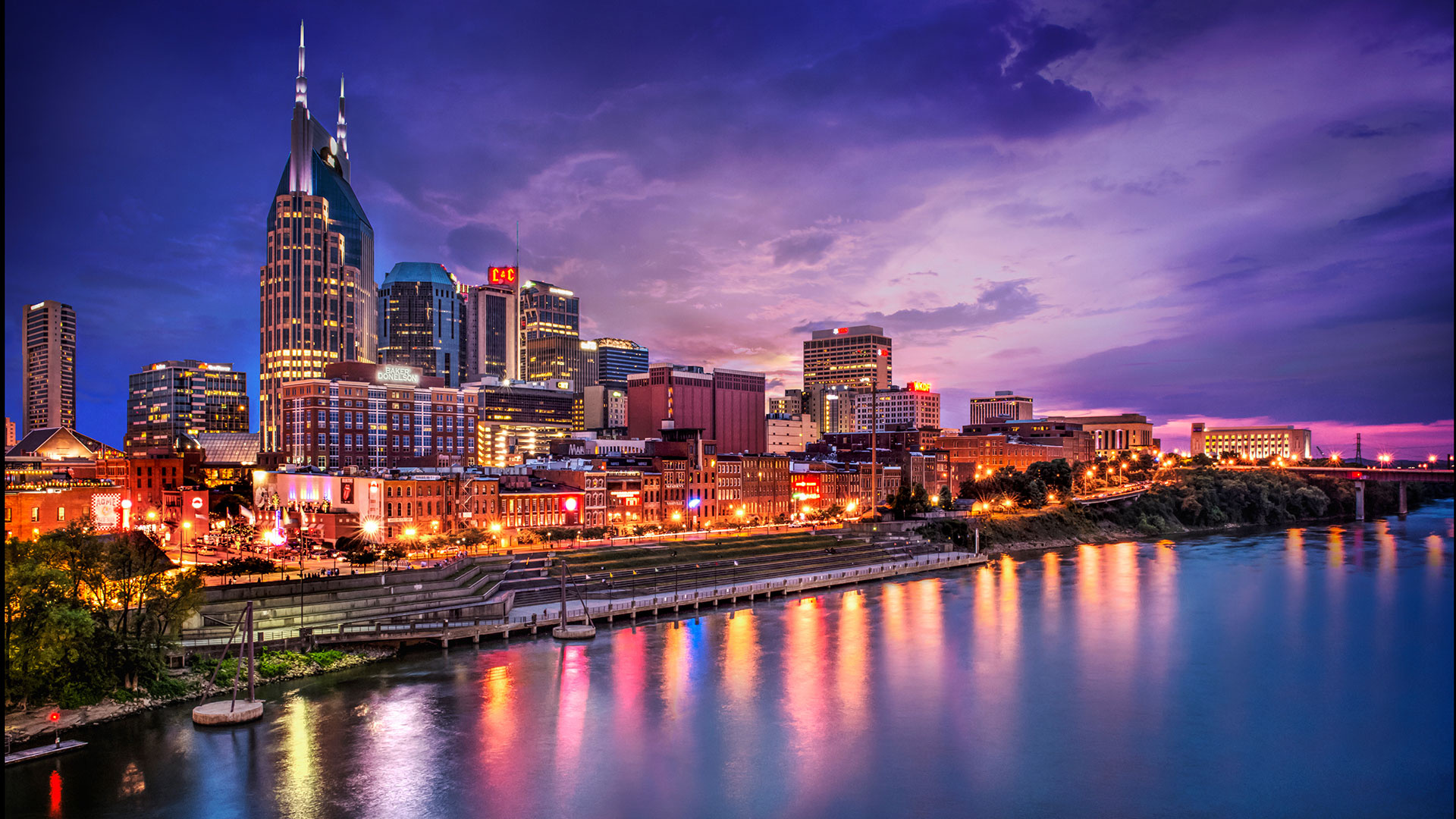 Nashville Skyline, Music city vibes, Group hotel options, Tennessee getaway, 1920x1080 Full HD Desktop