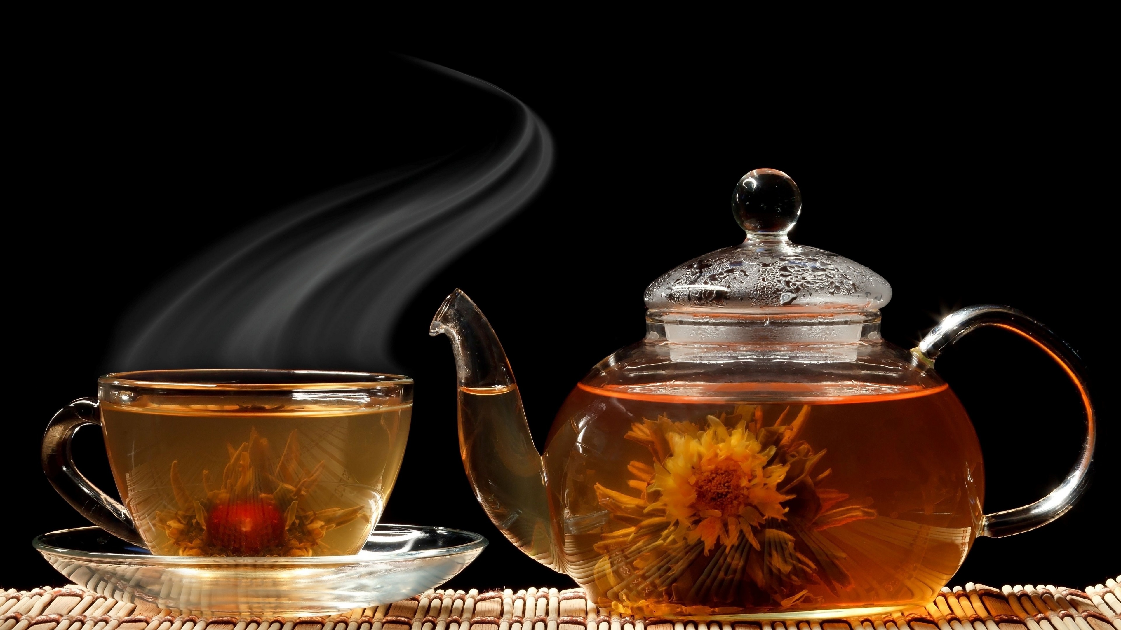 Tea cup breakfast, Morning ritual, Perfect start, Steaming kettle, 3840x2160 4K Desktop