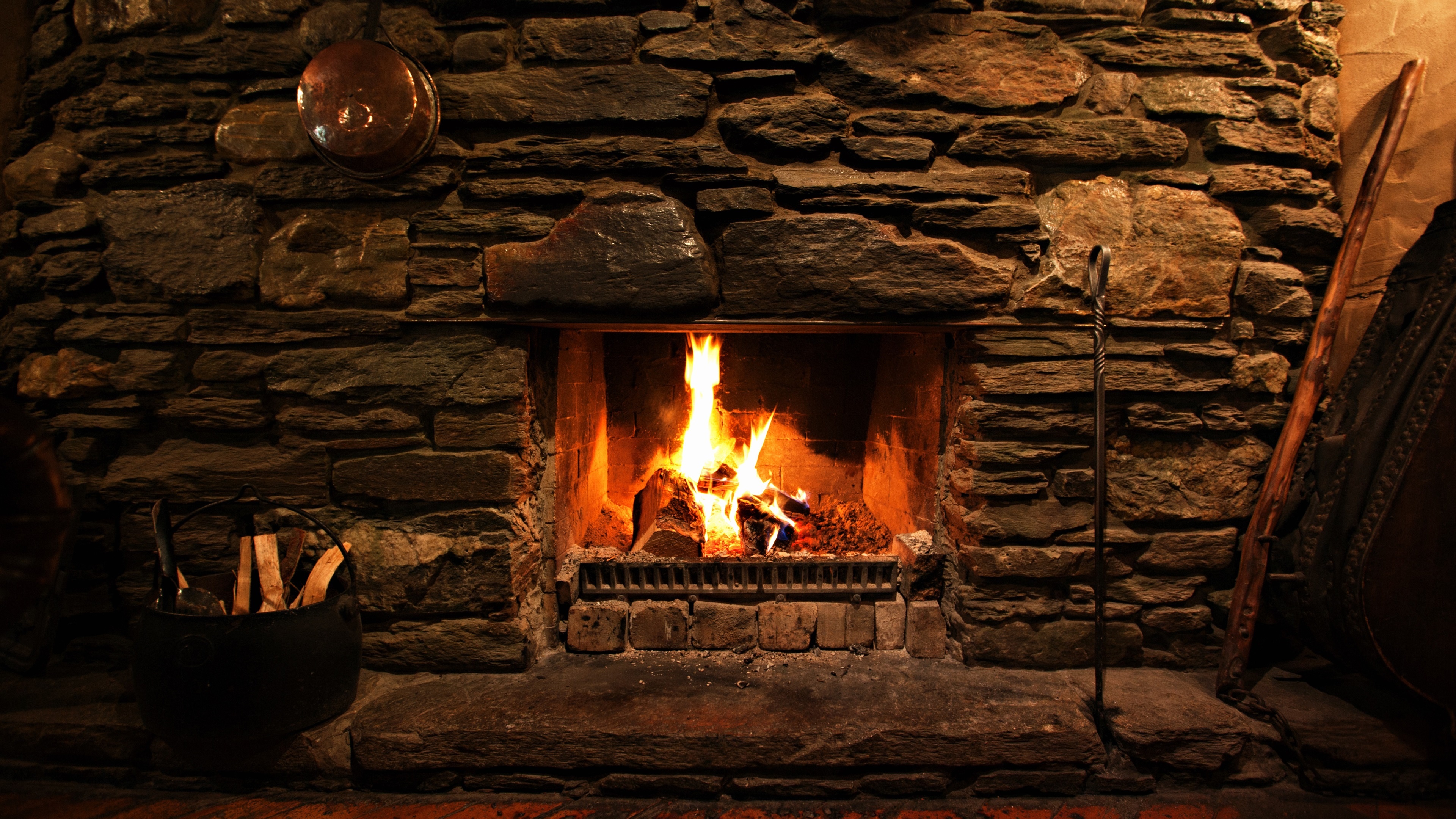 Stunning fireplace photography, 4K Ultra HD, Mesmerizing flames, Intimate atmosphere, 3840x2160 4K Desktop