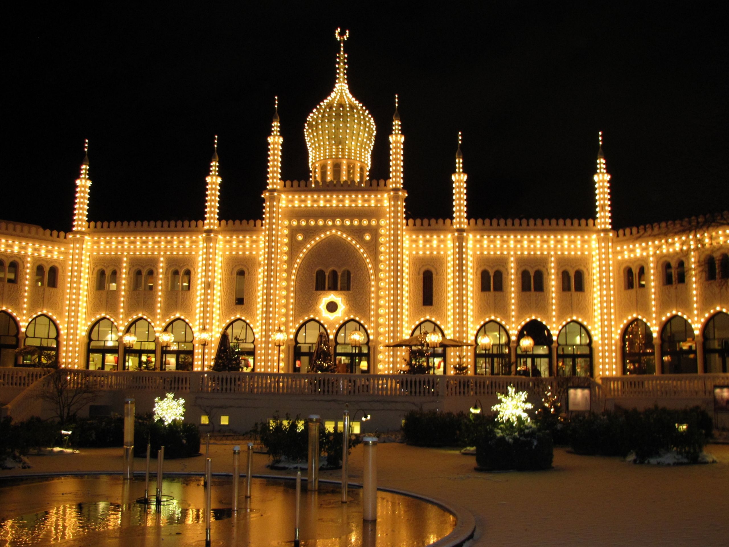 Tivoli Gardens, Nightlights spectacle, Fairy tale ambiance, Magical atmosphere, 2560x1920 HD Desktop