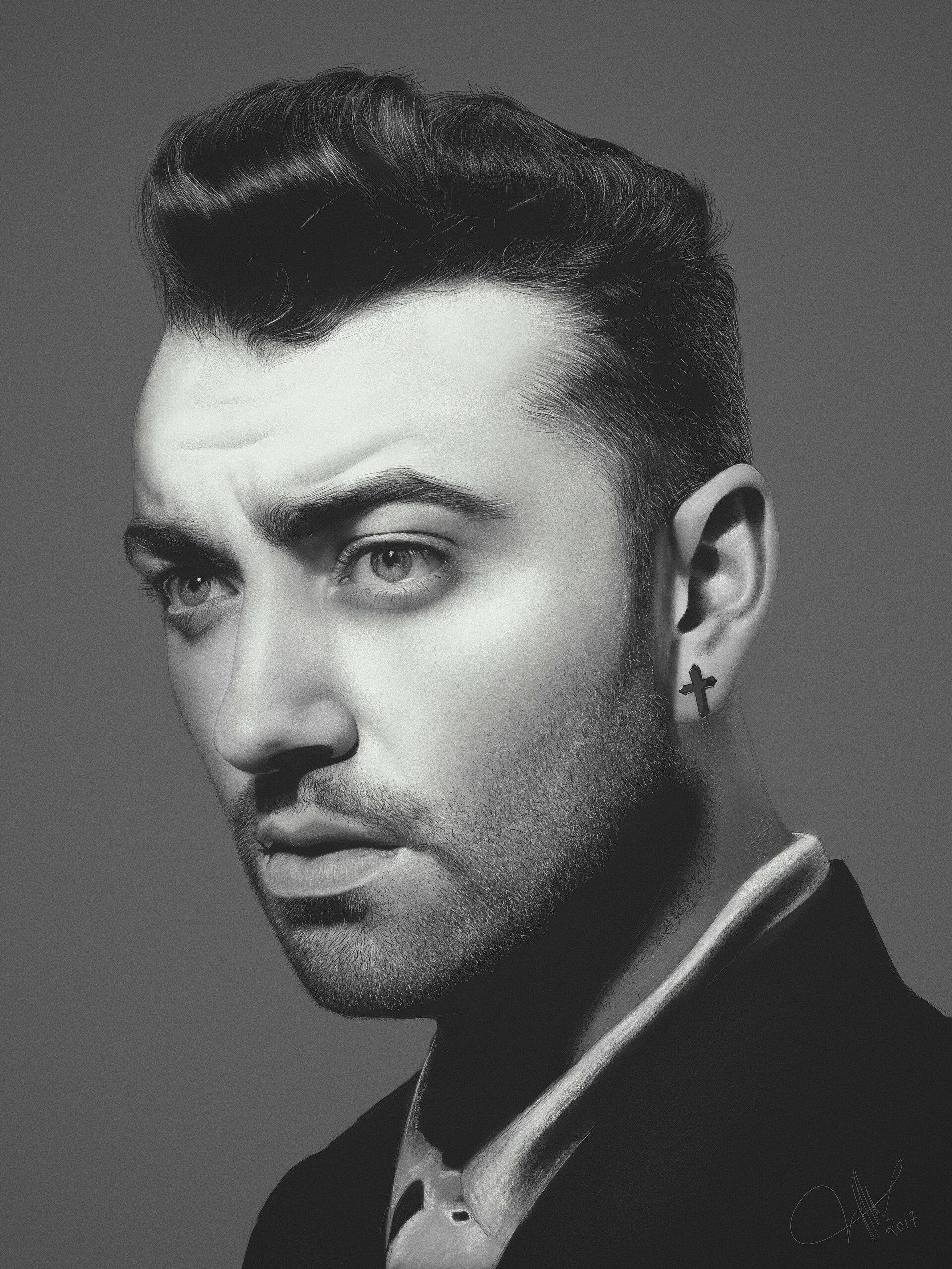 Sam Smith, Digital drawing, Artstation creation, Portraiture, 1920x2560 HD Phone