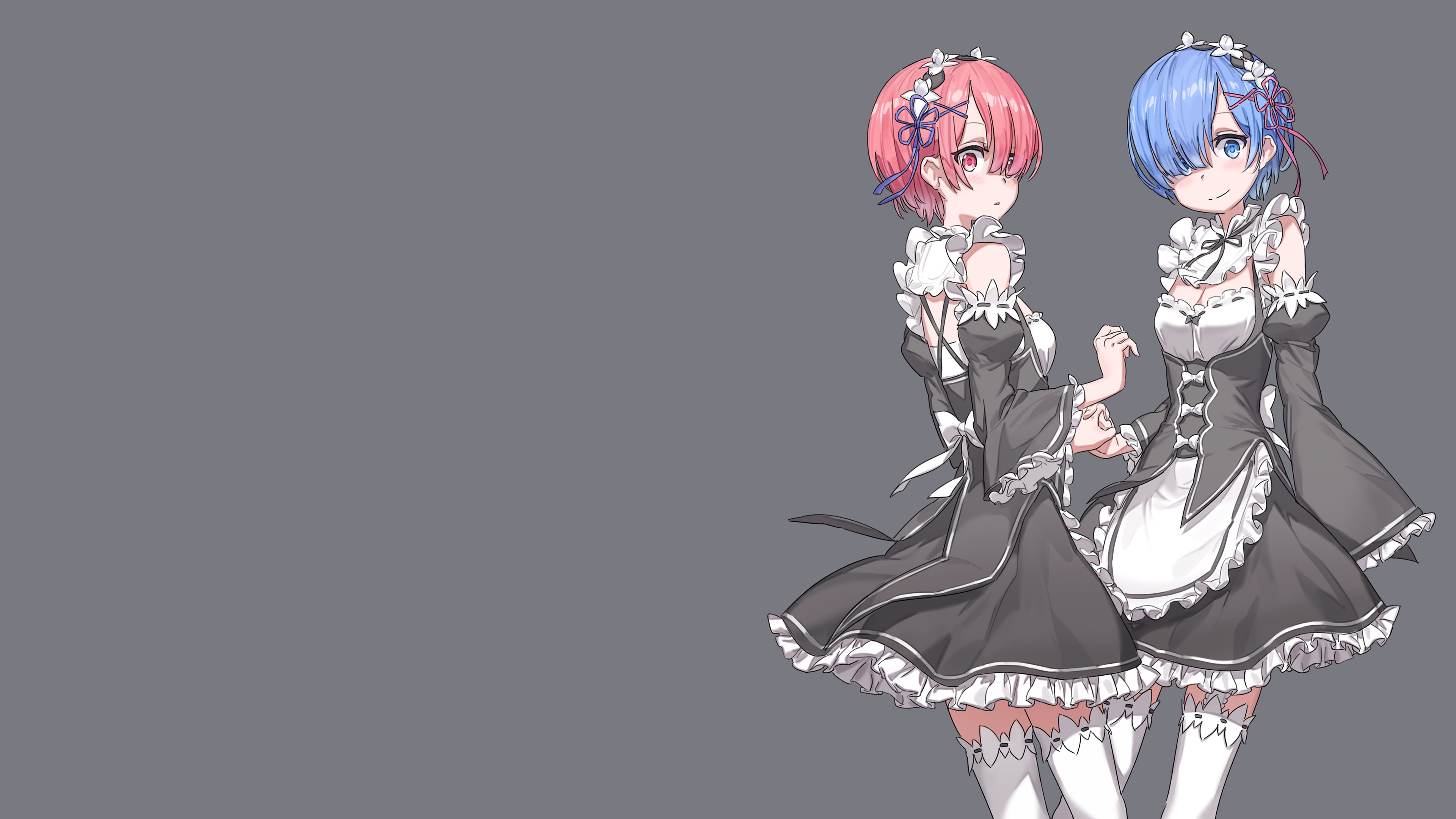 Rem, Ram, Re:Zero maid outfit, 4K Desktop wallpaper