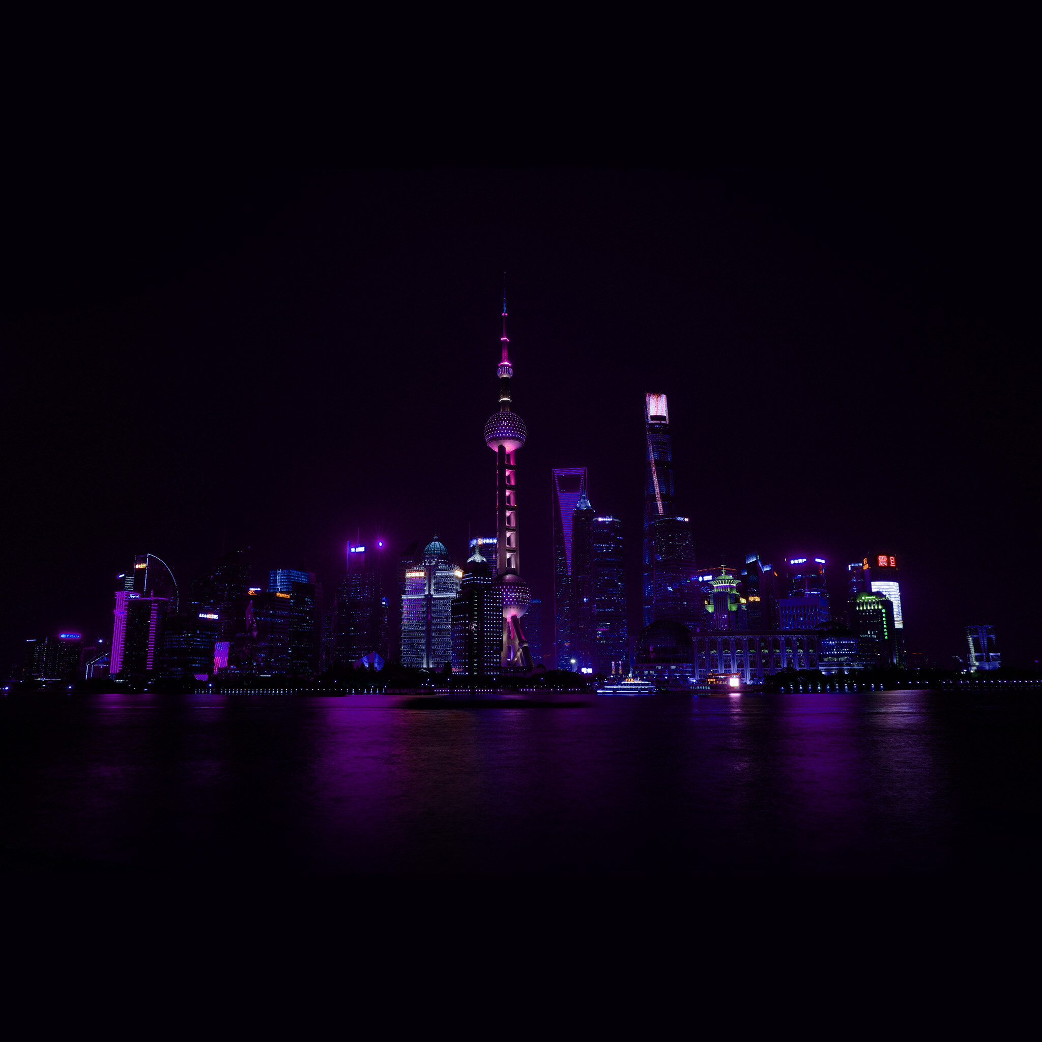 China, Night city, Blue wallpaper, Nature, 2050x2050 HD Phone