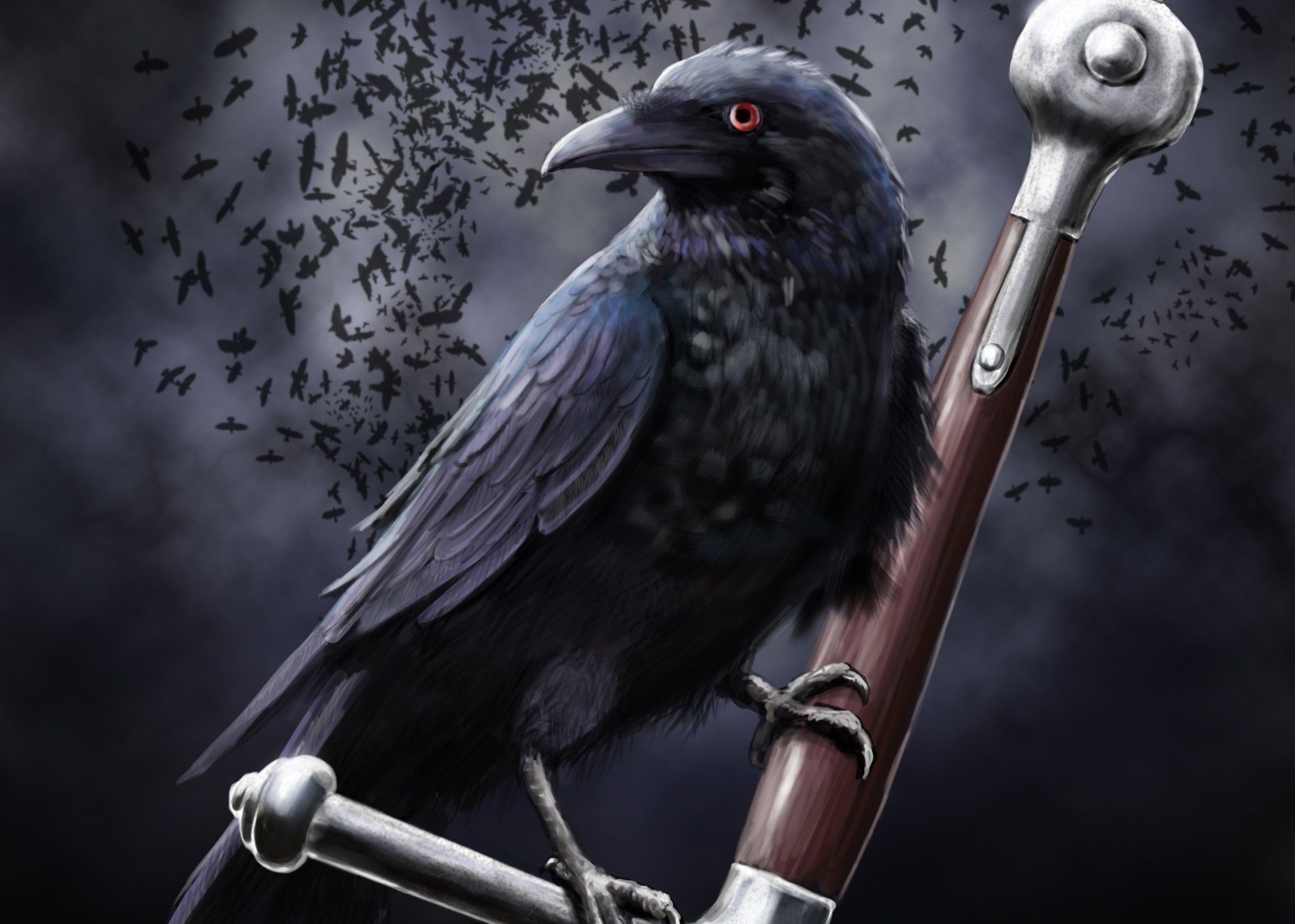 Gothic raven, Dark fantasy, Art, 2390x1710 HD Desktop