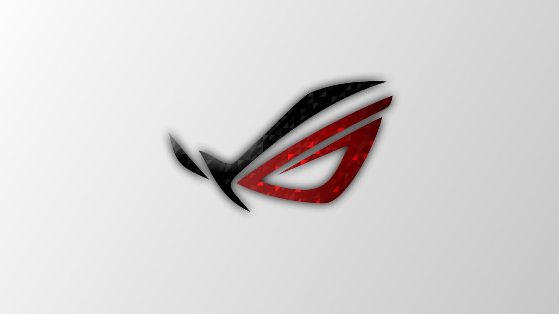 ASUS Republic of Gamers logo, Low-poly triangle texture, Light grey gradient backdrop, Full HD Desktop wallpaper