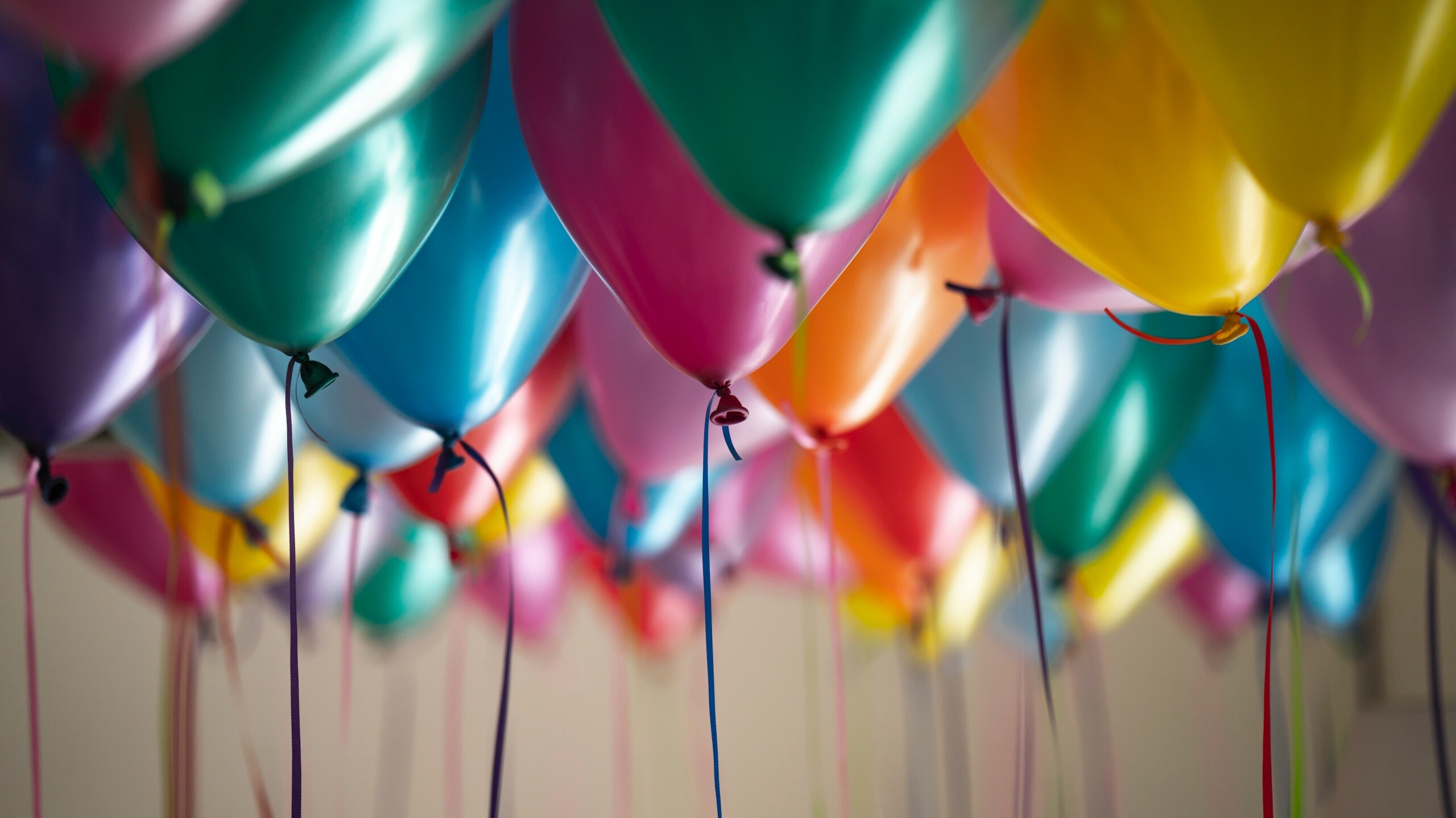 Colorful balloons wallpaper, Birthday decoration, Party photography, Vibrant atmosphere, 2560x1440 HD Desktop