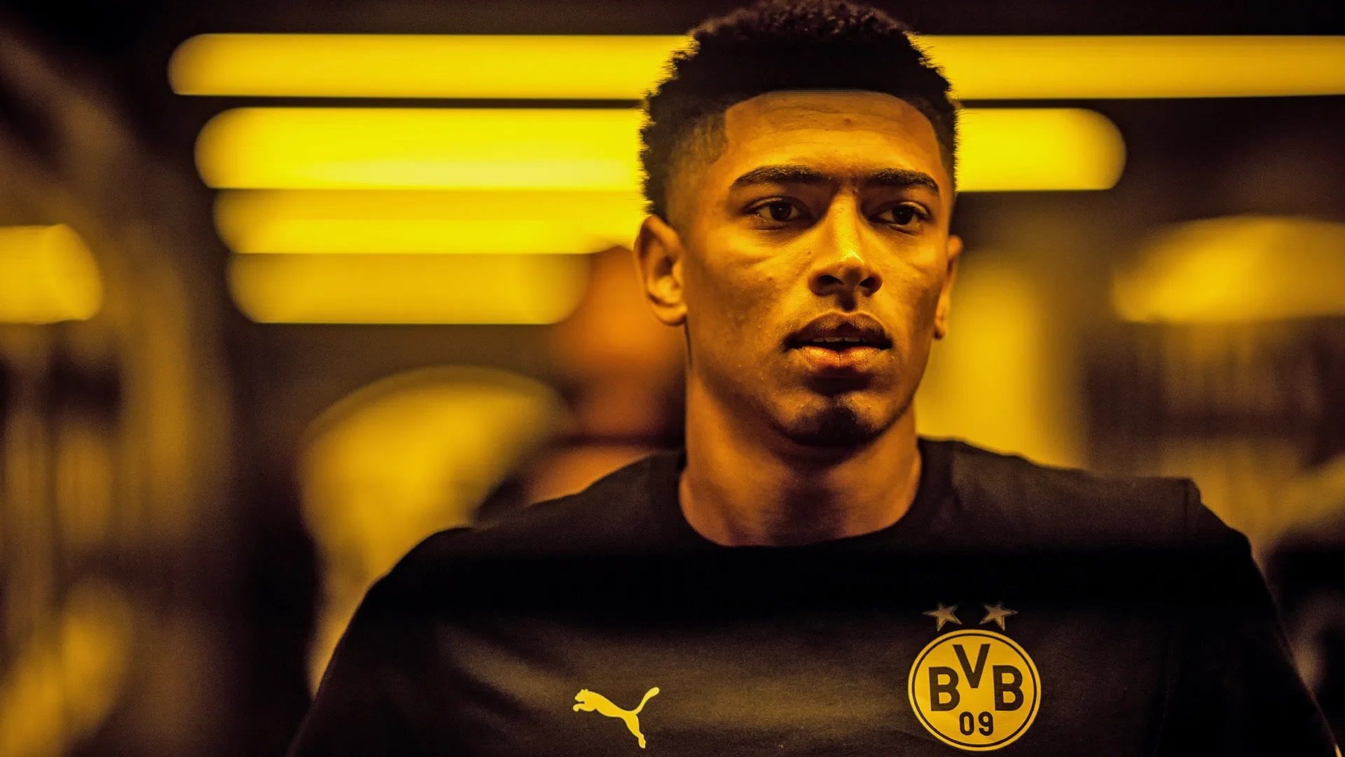 Jude Bellingham, Borussia Dortmund kit, Yellow illuminated tunnel, Full HD Desktop wallpaper