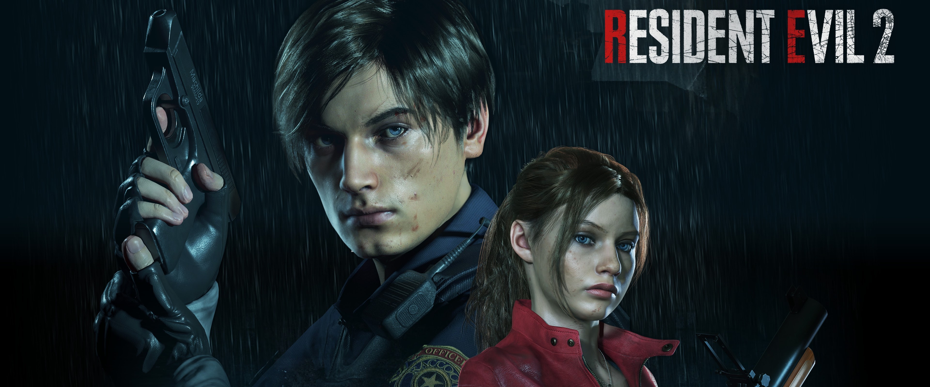 Leon S. Kennedy, Claire Redfield, Resident Evil 2, iPhone 4K hintergrundbild, 3840x1600 Dual Screen Desktop