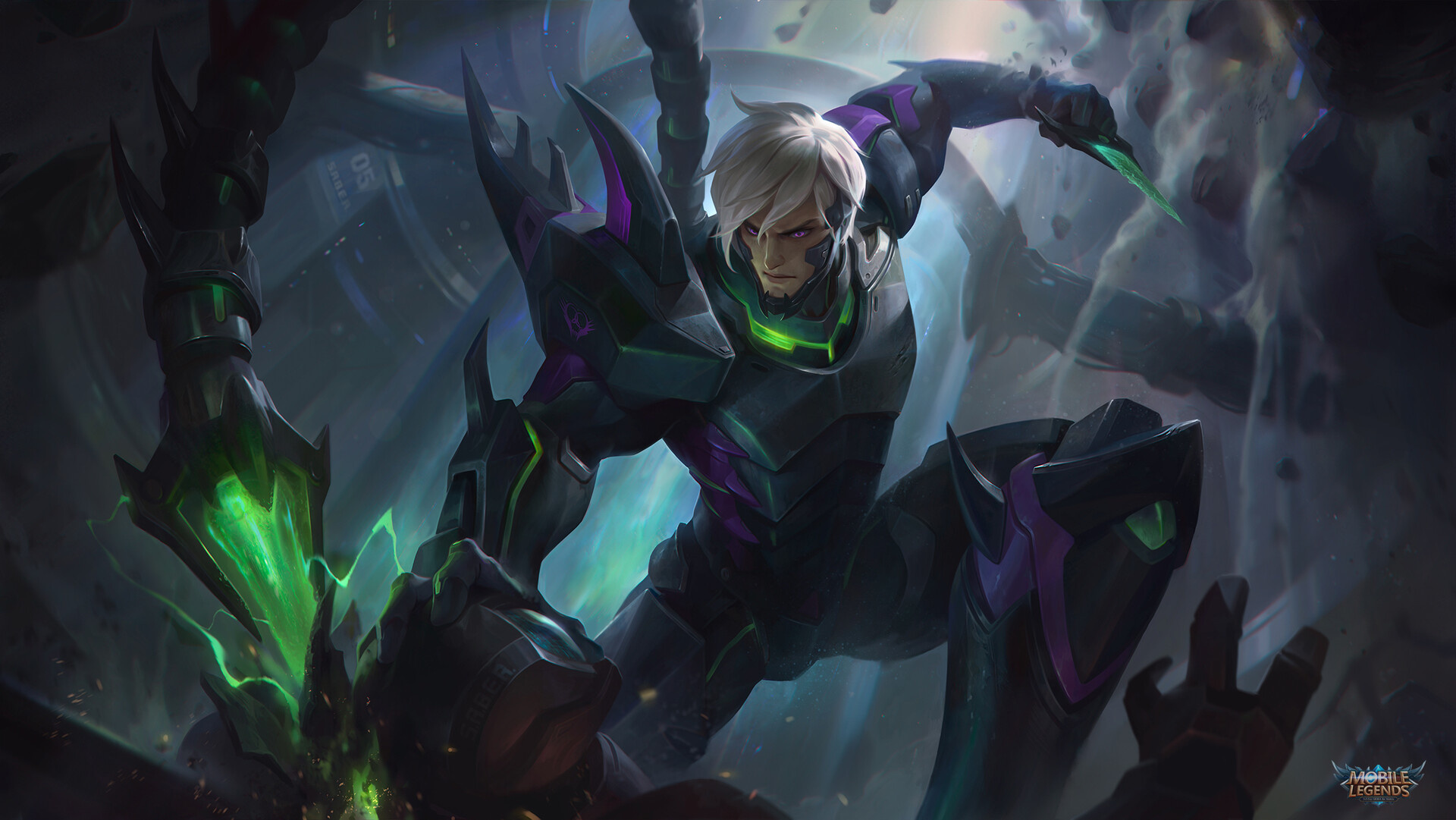Gusion V.E.N.O.M. Emperor Scorpion, mechanical scorpion tail, Mobile Legends logo, HD Desktop wallpaper