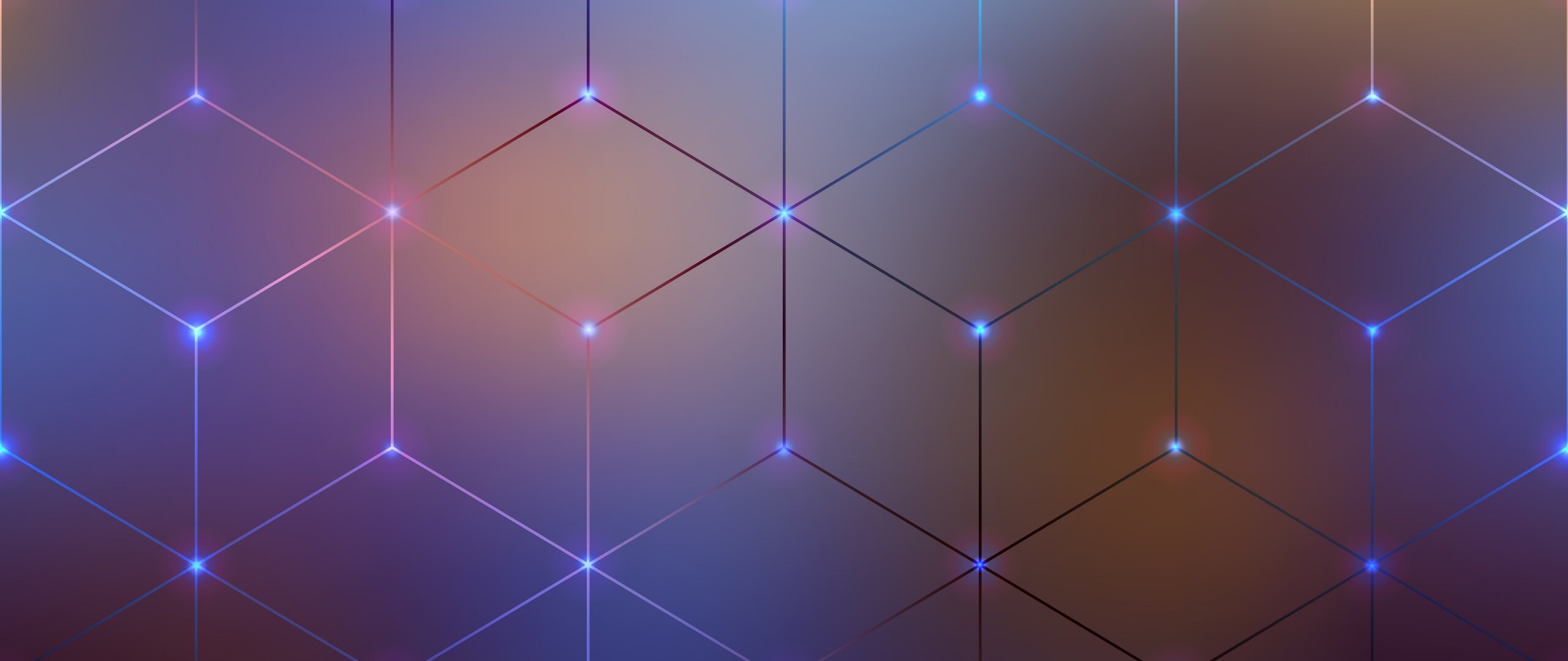 Geometric Abstract, Polygons wallpaper, 4K geometric blur, Abstract connected dots, 2560x1080 Dual Screen Desktop