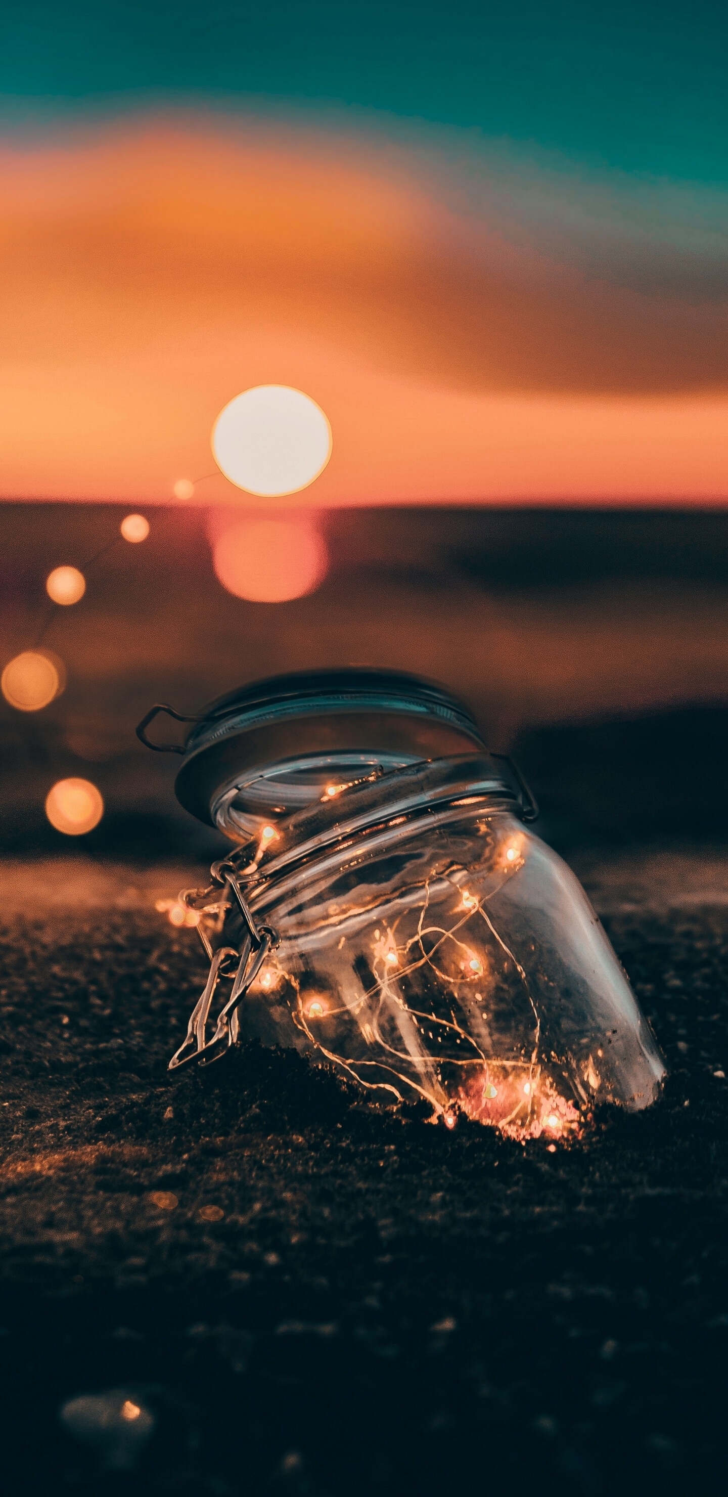 Garland jars glow, Sunset wallpaper, Samsung Galaxy S8, HD image, 1440x2960 HD Phone