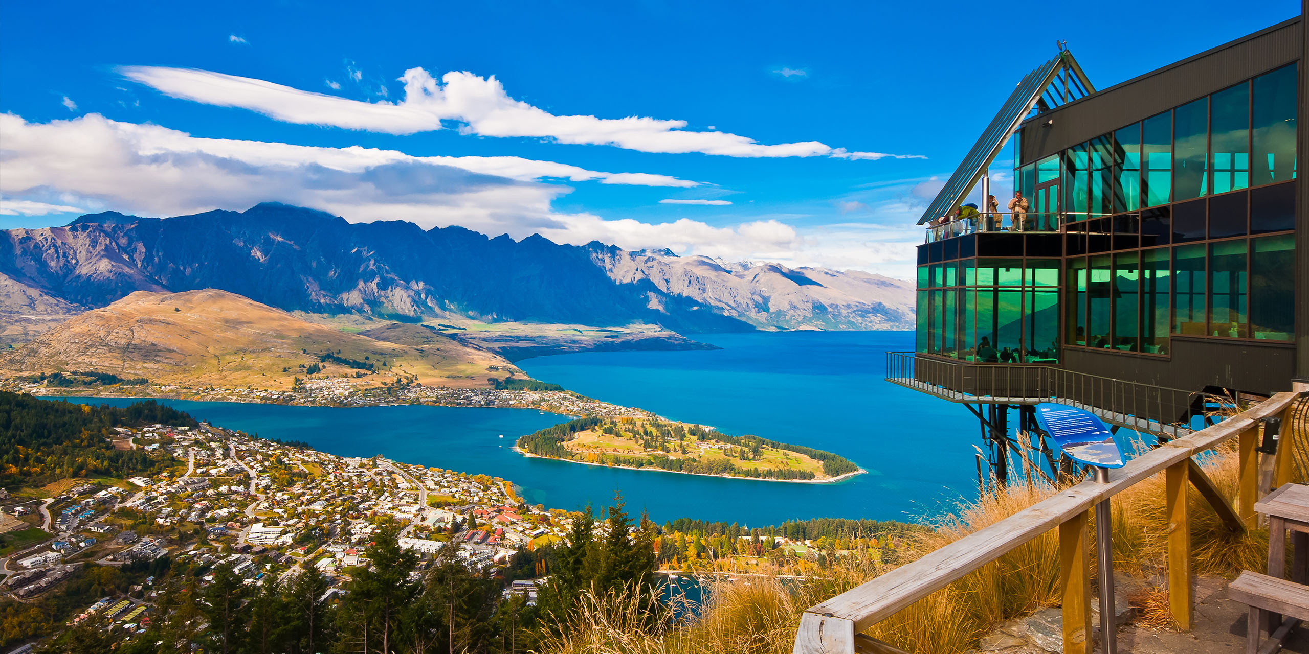 South Island, New Zealand, Queenstown, Man made structures, 2560x1280 Dual Screen Desktop