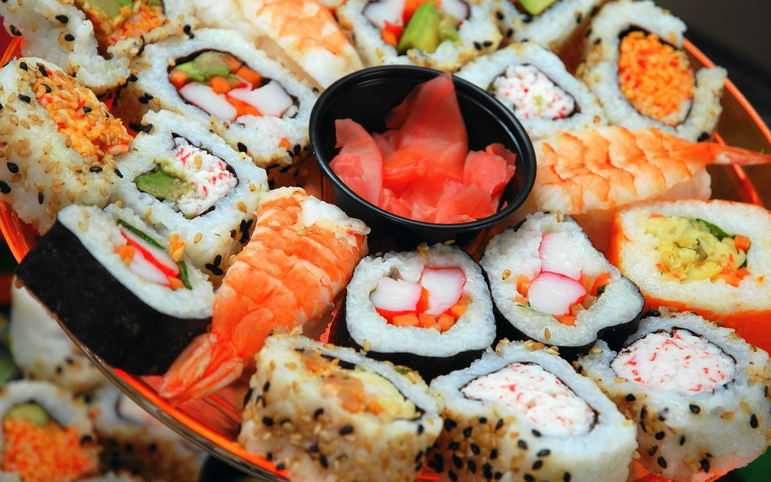 Fresh fish slices, Japanese delicacy, Culinary artistry, Sushi rolls, 2560x1600 HD Desktop