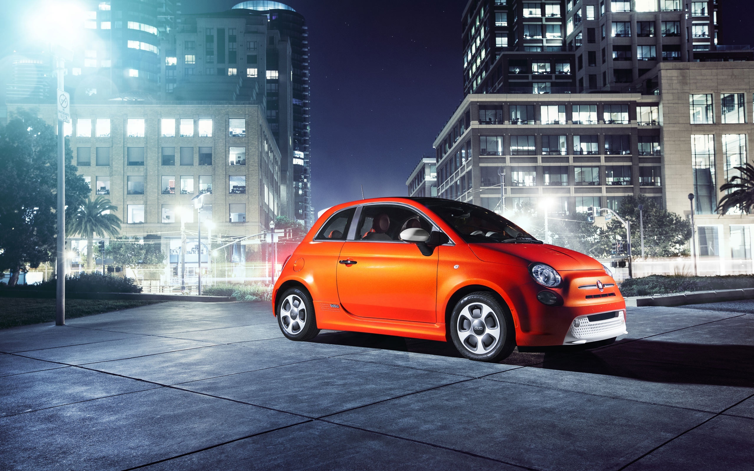 Eco-friendly vehicle, Fiat 500E, Sleek design, Electric power, 2560x1600 HD Desktop