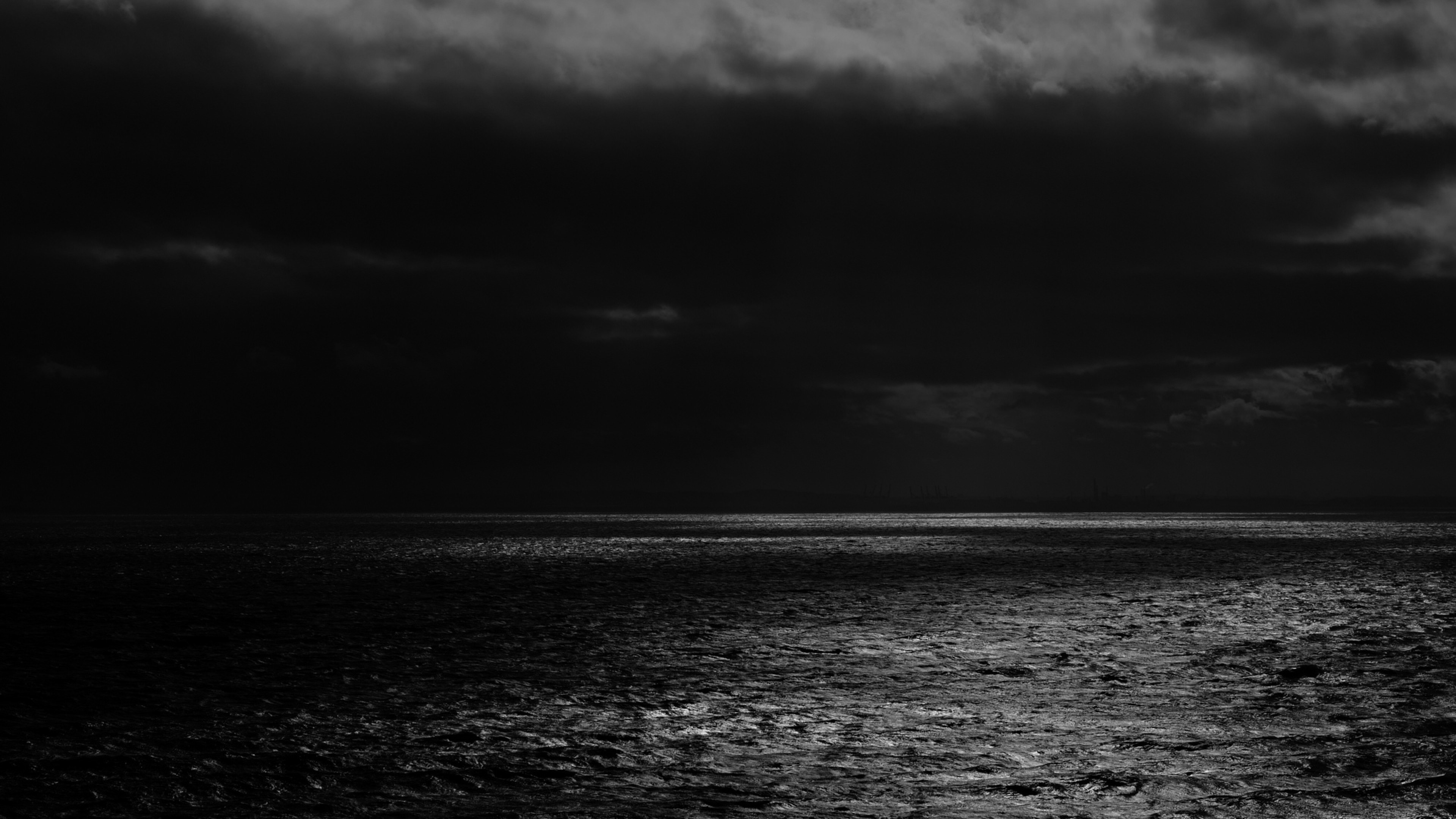 Seascape, Dark Wallpaper, 3840x2160 4K Desktop