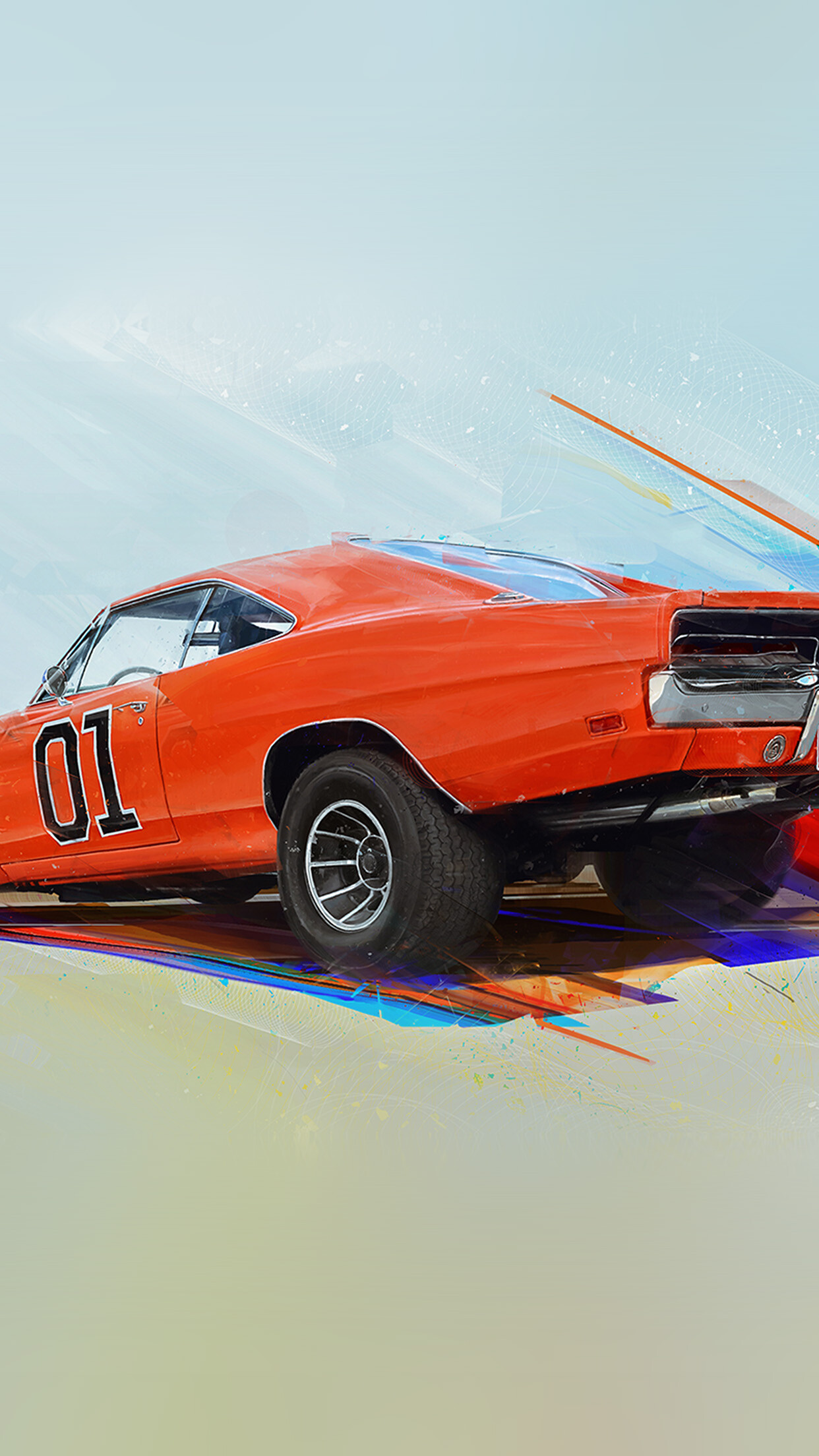 Art Car, General Lee Car Wallpaper, 1250x2210 HD Phone