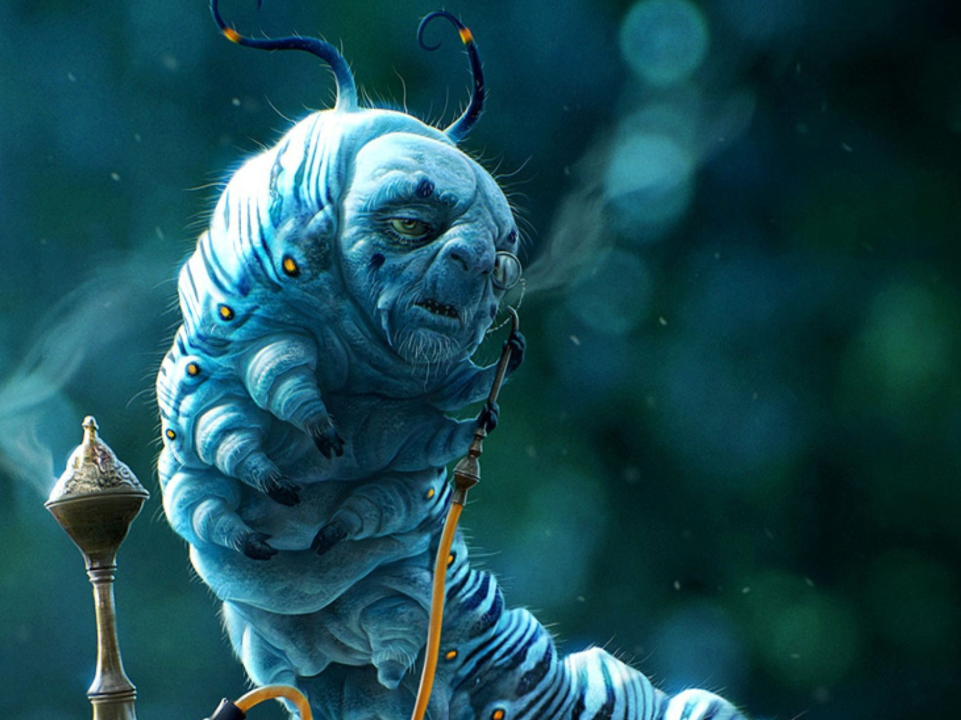 Blue Caterpillar, Alice in Wonderland, Characters, Fantasy, 1920x1440 HD Desktop