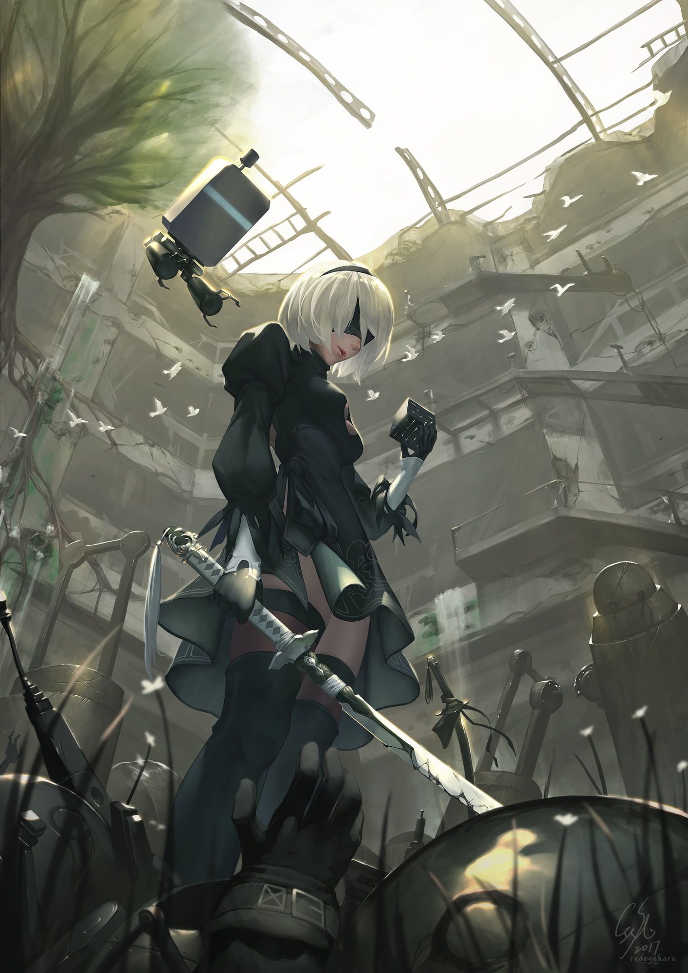 2B YoRHa No.2 Type B, Pod 042, YoRHa Black Box, HD Phone wallpaper