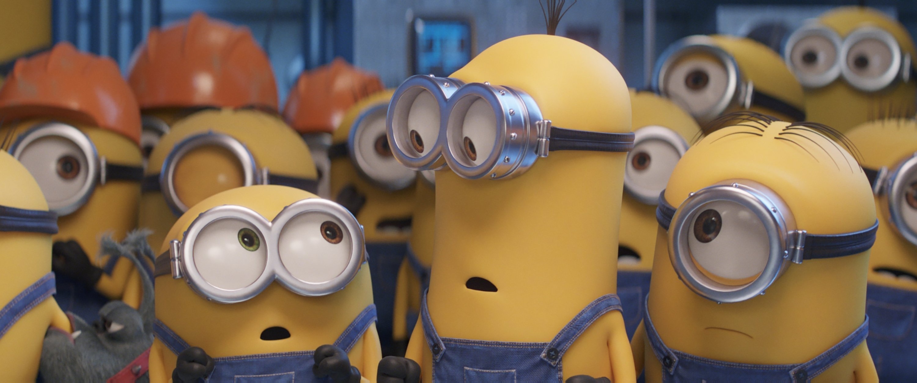 Minion Bob, Minion Kevin, Minion Stuart, Minions crowd, Dual Screen Desktop wallpaper