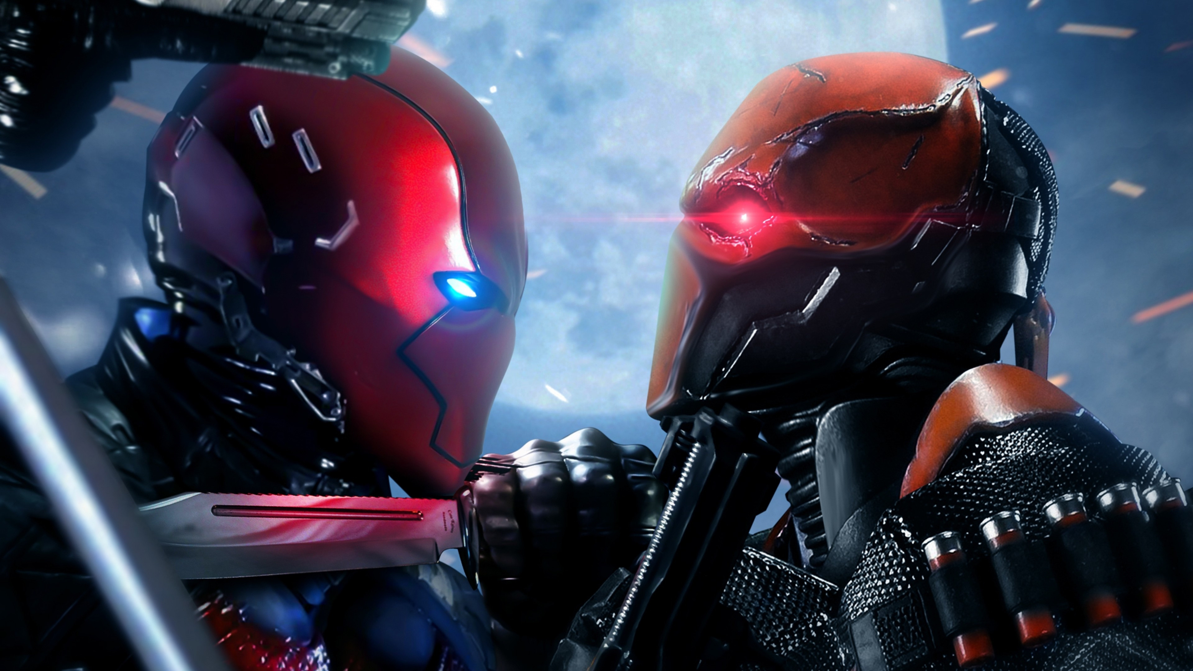 Deathstroke, Red Hood, Robots, Profile view, 3840x2160 4K Desktop