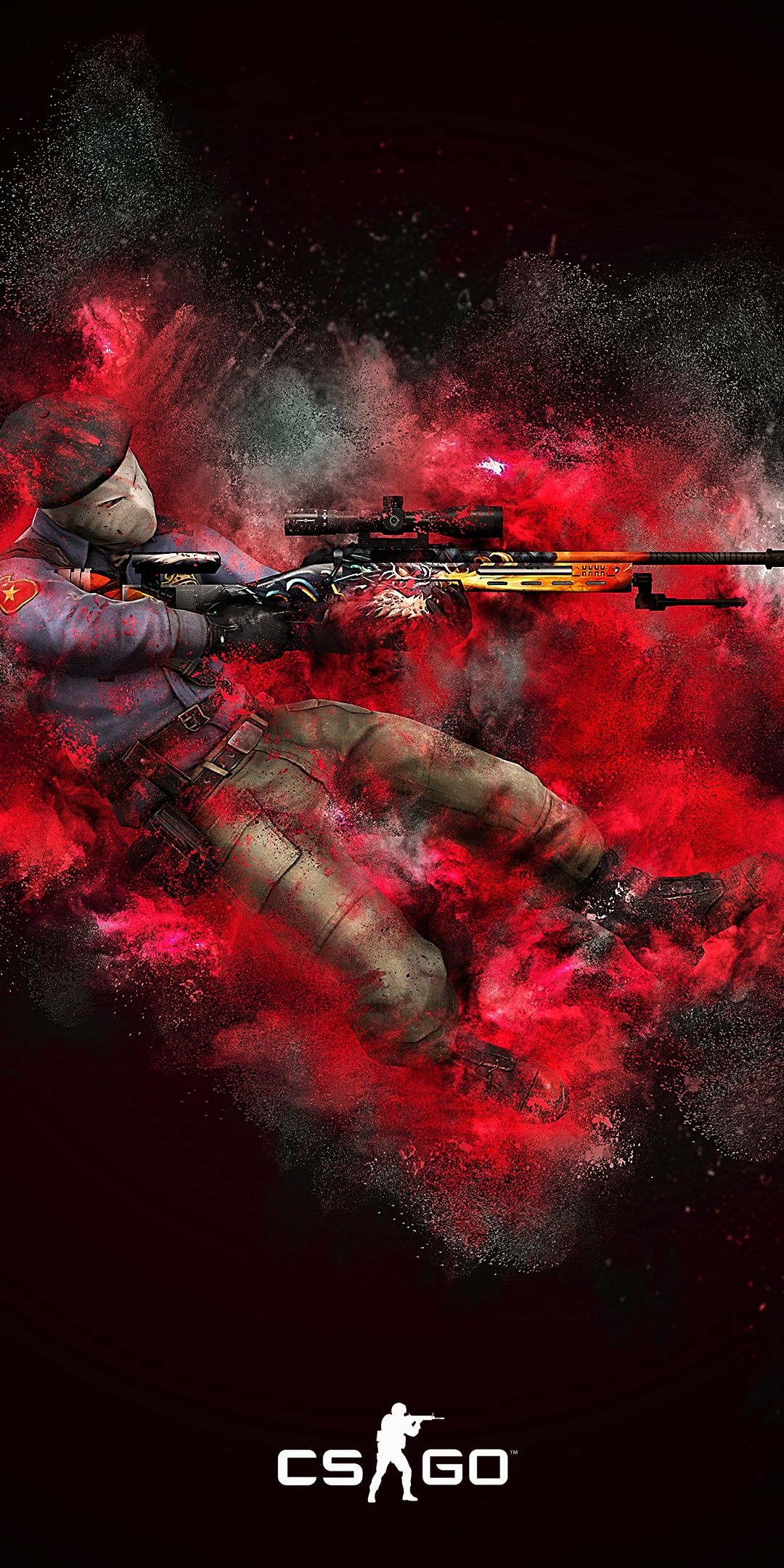 AWP Wildfire, CS GO logo, masked Terrorist agent, HD Phone wallpaper