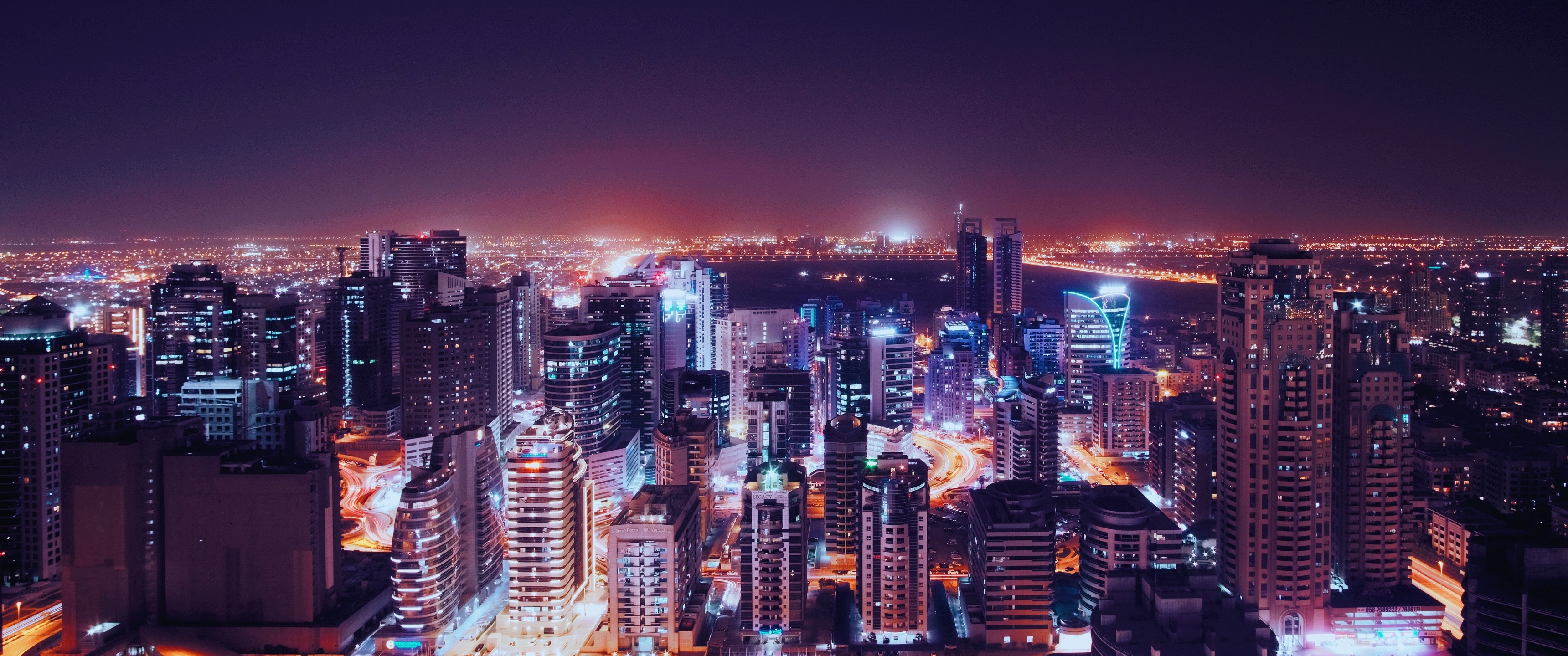 Dubai Skyline, Burj Khalifa, Cloudy sky, Travel destination, 3440x1440 Dual Screen Desktop