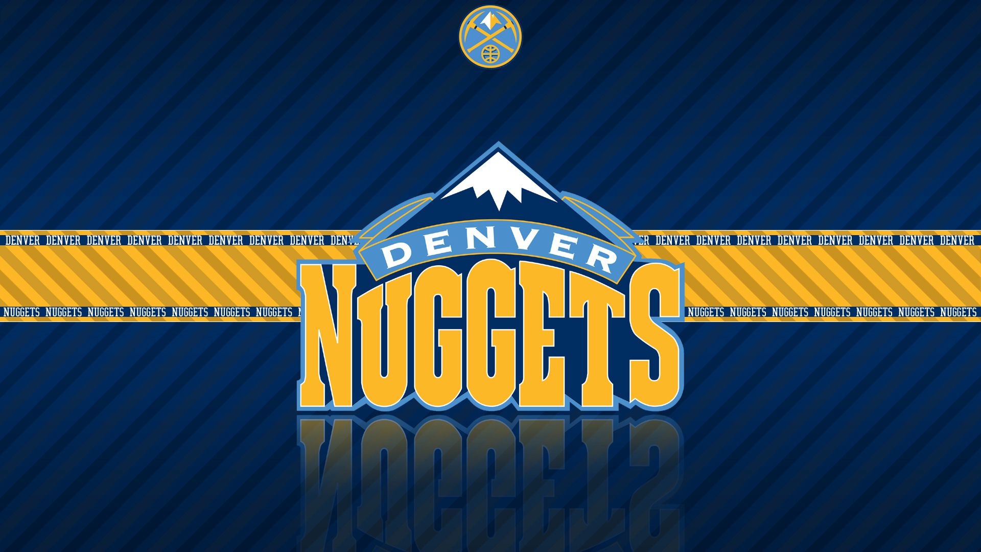 Denver Nuggets wordmark logo, Snowcapped mountain peak crest, NBA, Full HD Desktop wallpaper