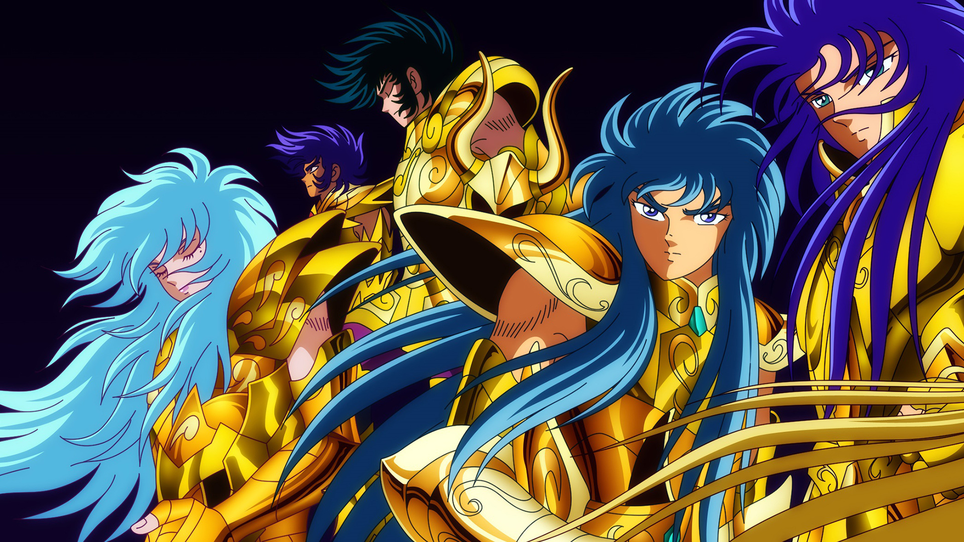 Aquarius Camus, Gemini Saga, Pisces Aphrodite, Capricorn Shura, Cancer Deathmask, Full HD Desktop wallpaper