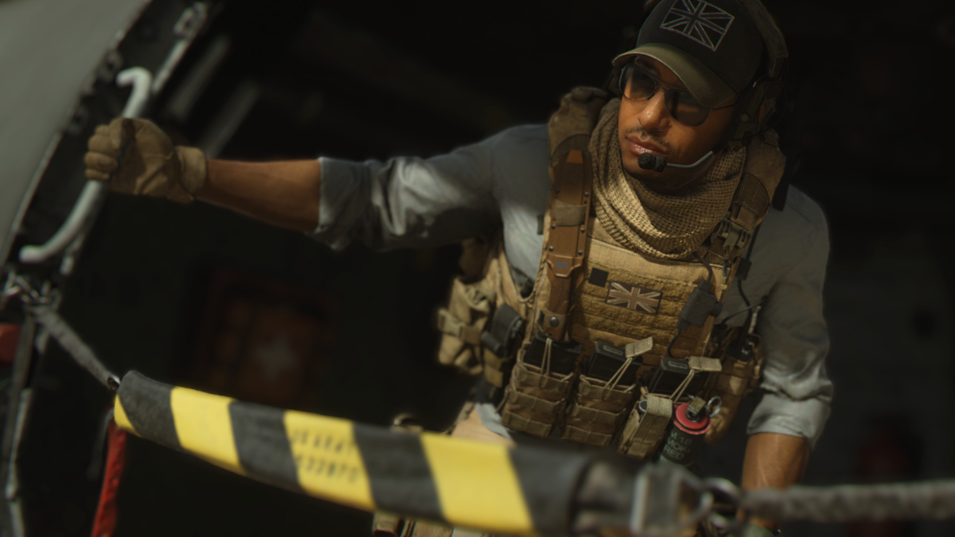Kyle "Gaz" Garrick, Union Jack tactical cap, Military transport aircraft doorway, Full HD Desktop wallpaper