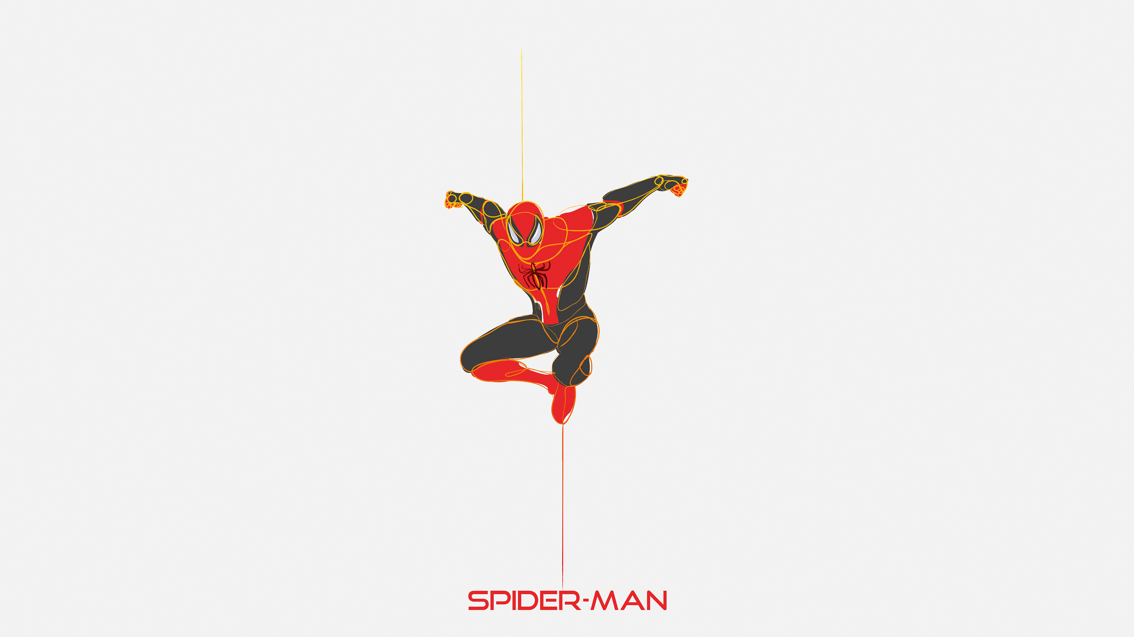 Spider-Man Upgraded Suit, SPIDER-MAN text, minimalist vector illustration, 4K Desktop wallpaper