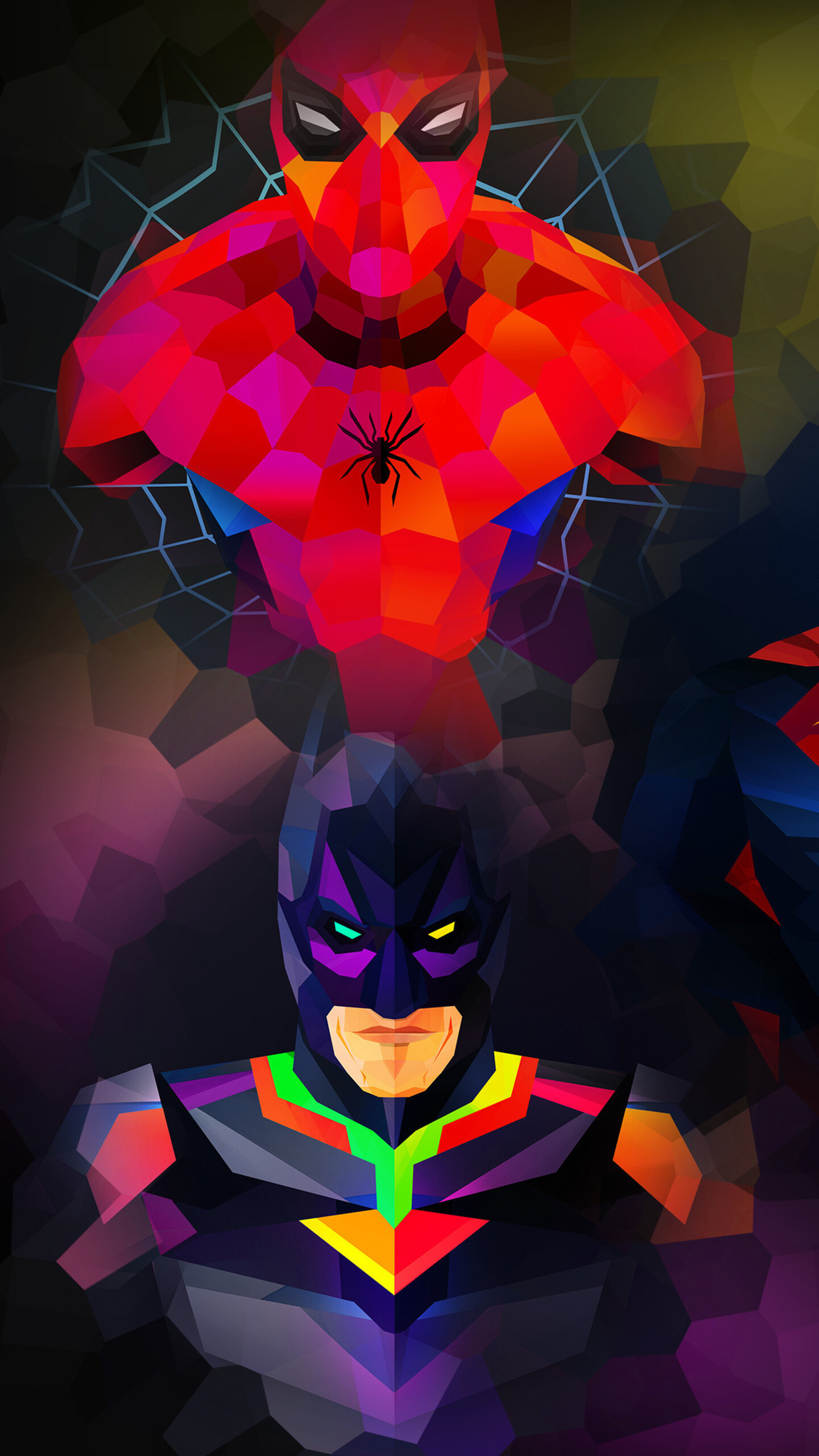 Spider-Man and Batman, DC vs. Marvel Wallpaper, 1440x2560 HD Phone