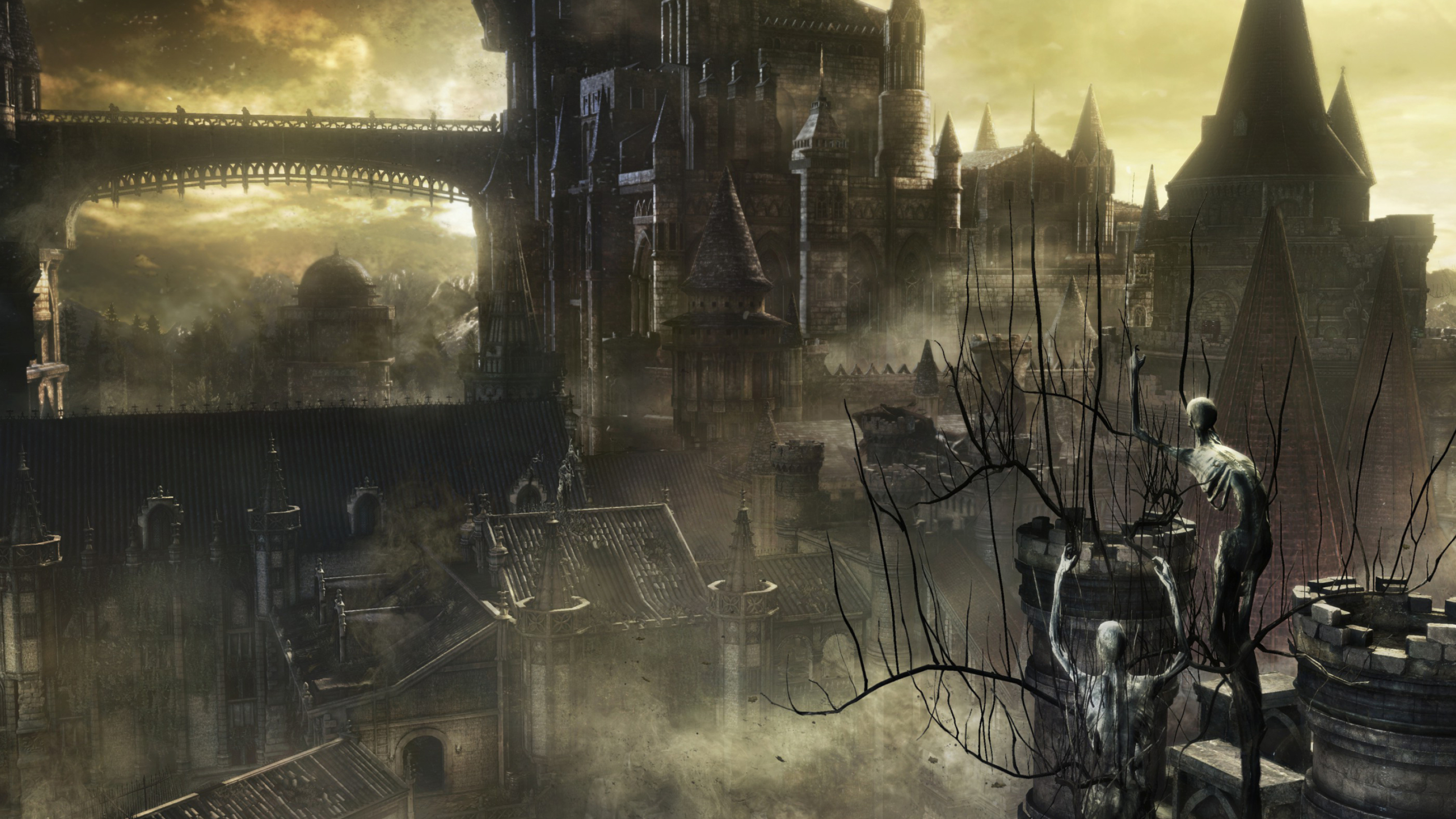 High Wall of Lothric, Lothric Castle, undead hollow trees, 4K Desktop wallpaper