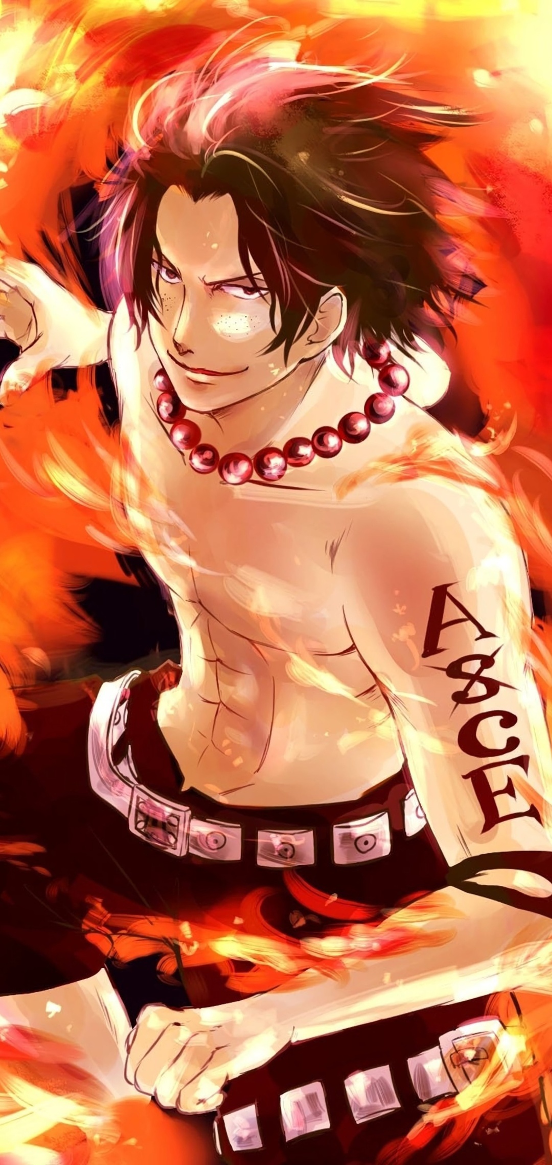 Portgas D. Ace, ASCE tattoo, red bead necklace, HD Phone wallpaper