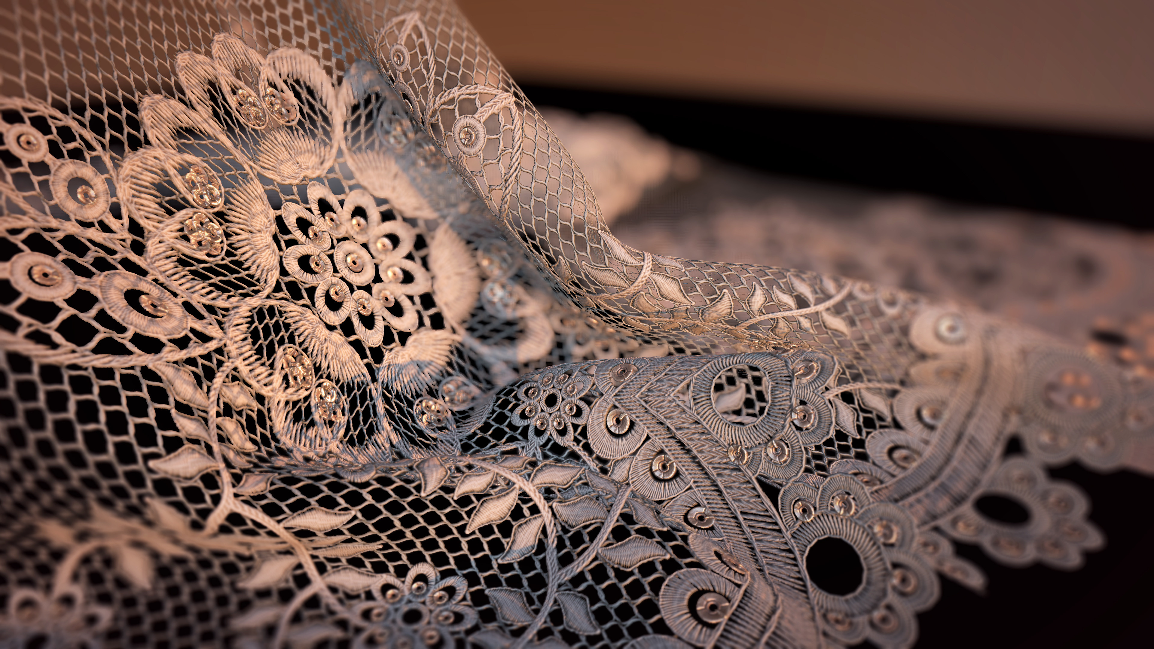 Appliqulace procedural material, Textured fabric, Intricate design, Artistic surface, 3840x2160 4K Desktop