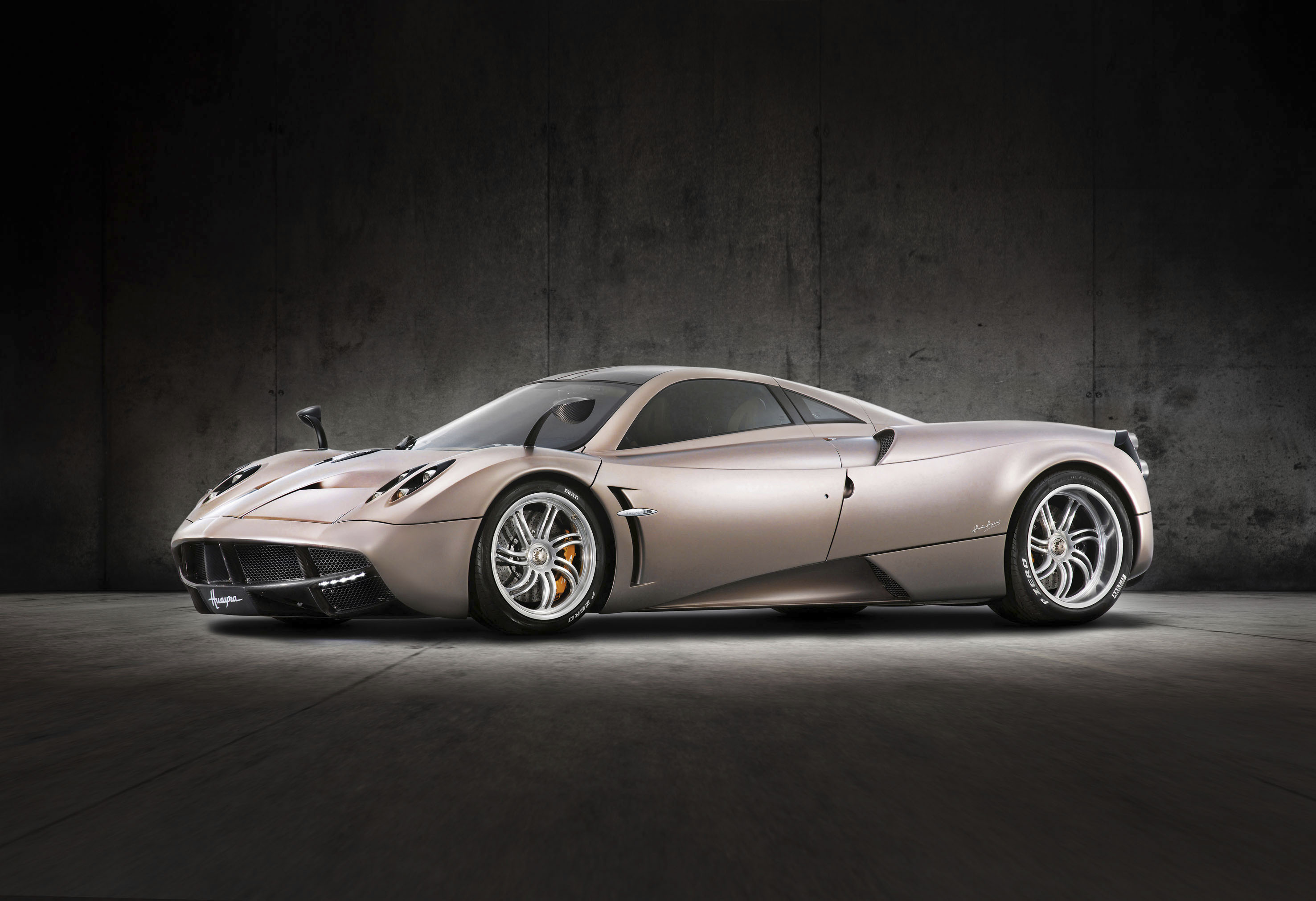 Pagani Huayra, Pirelli P Zero tires, Concrete studio backdrop, HD Desktop wallpaper