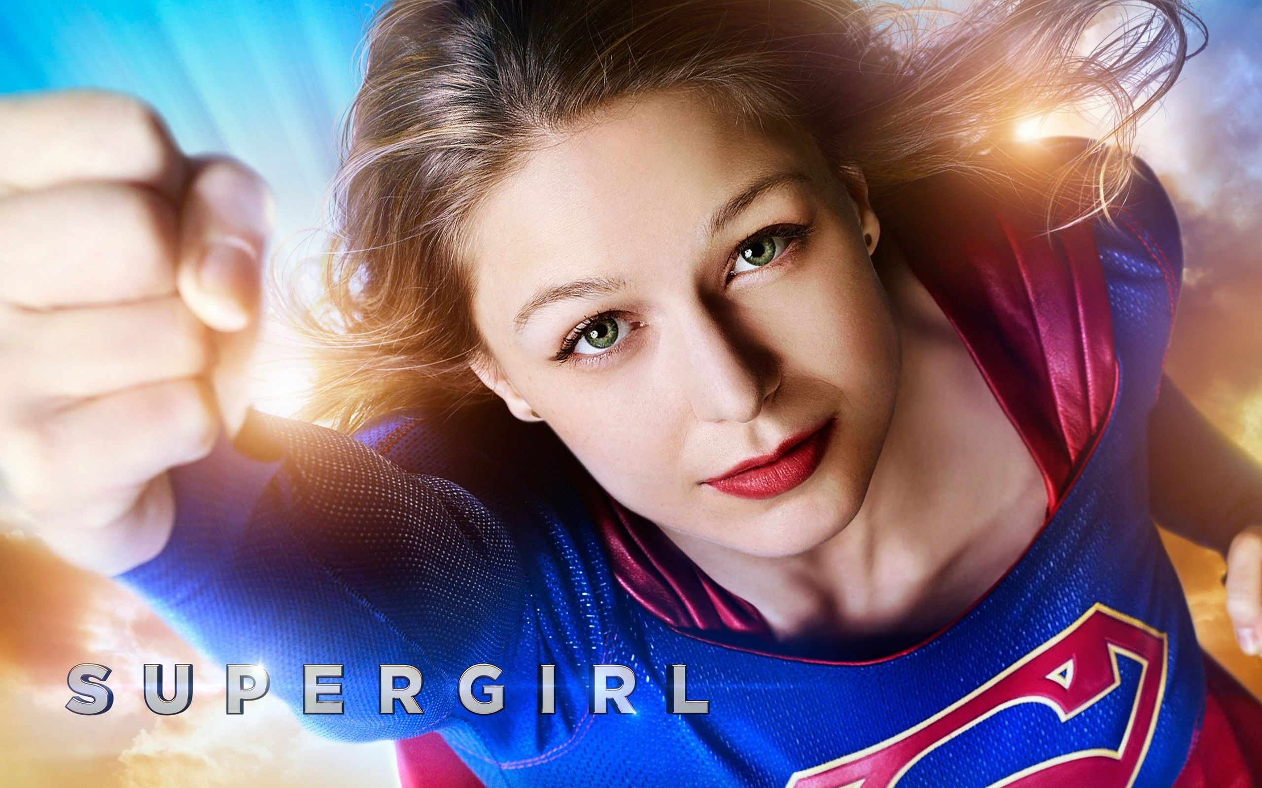Melissa Benoist as Supergirl, Supergirl text logo, House of El insignia, HD Desktop wallpaper