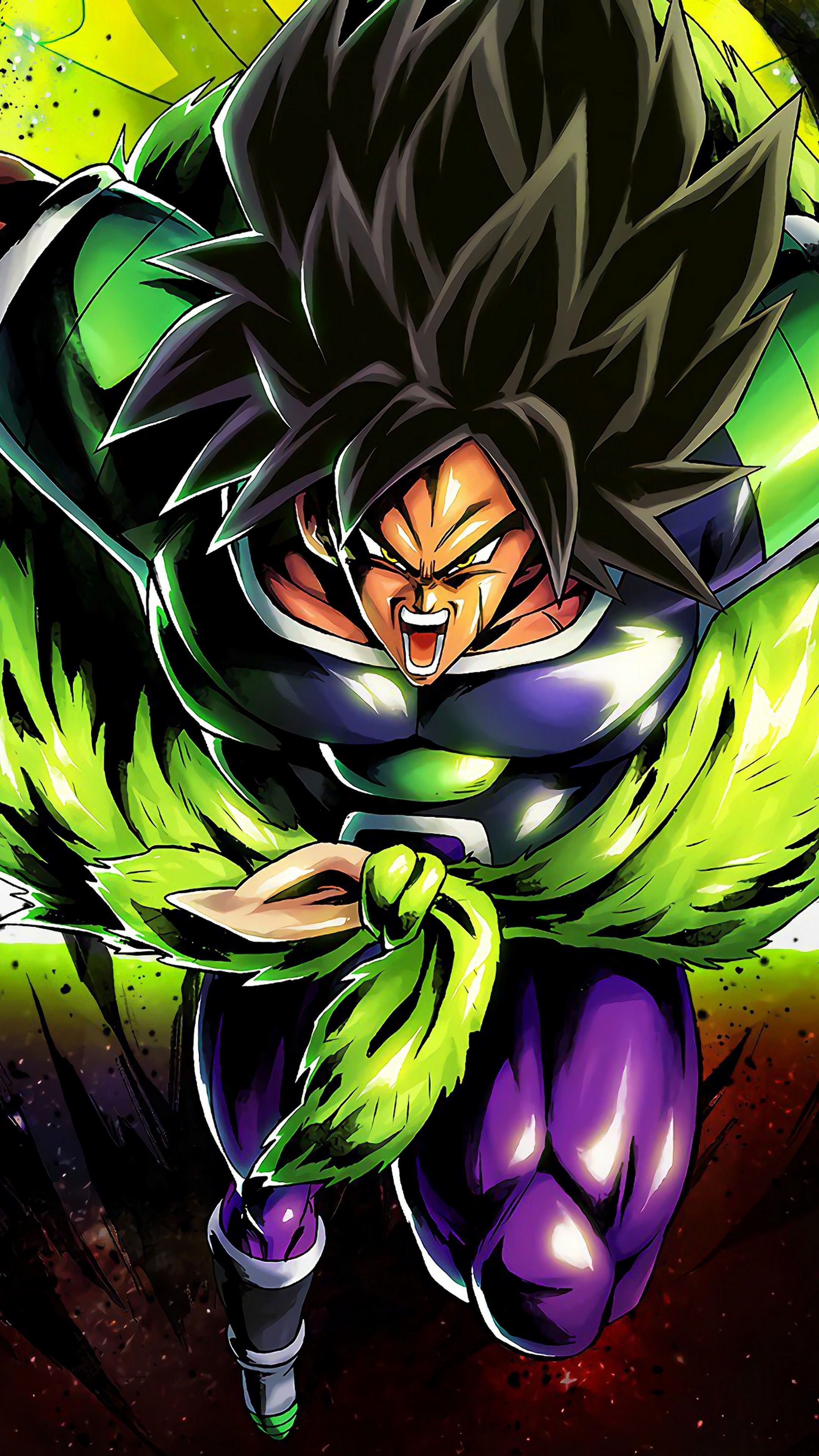Broly Wrathful, Ba's green pelt, green ki aura, 4K Phone wallpaper