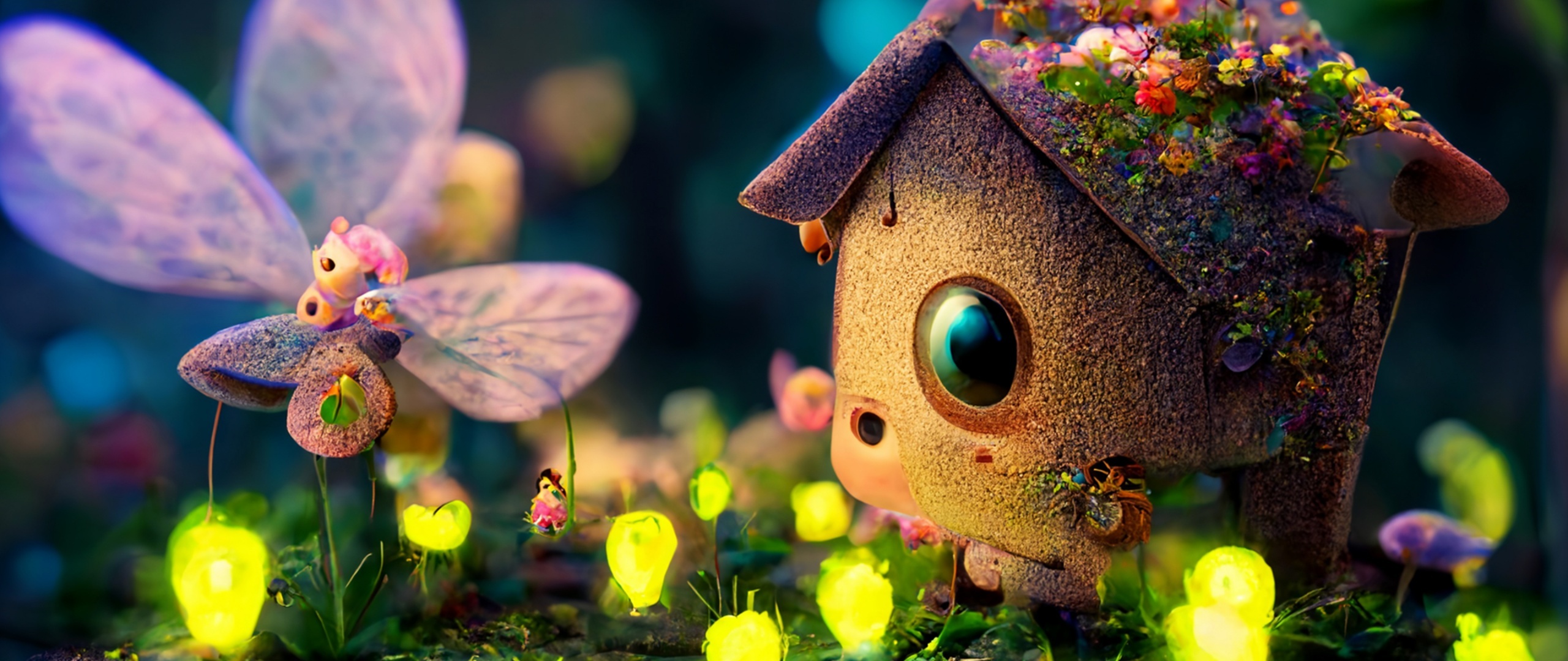 Fairy house, Cute Laptop Wallpaper, 2560x1080 Dual Screen Desktop