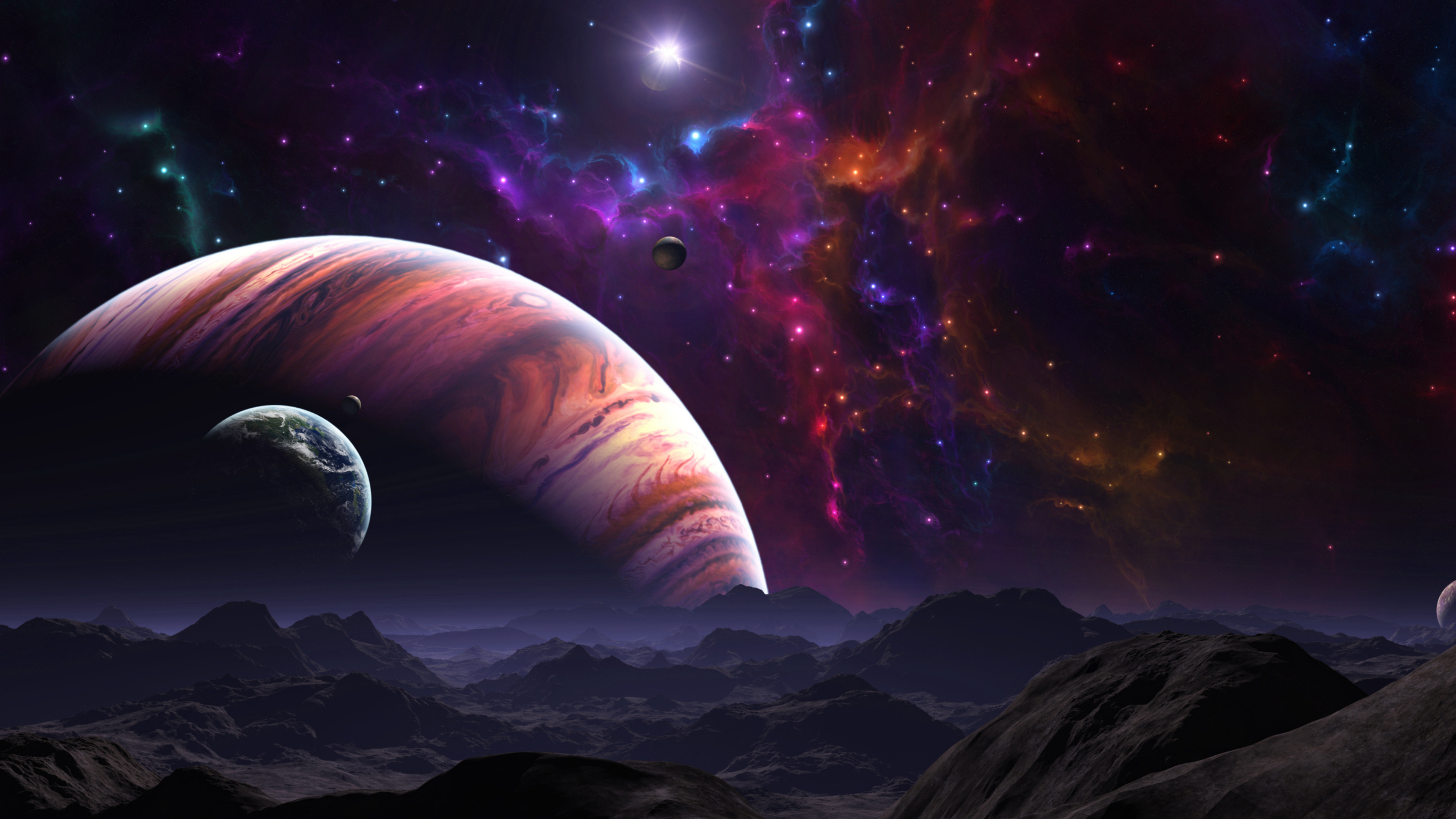 Colorful space landscape, Fantasy cosmos art, 4K uhd wallpaper, Widescreen hd image, 3840x2160 4K Desktop