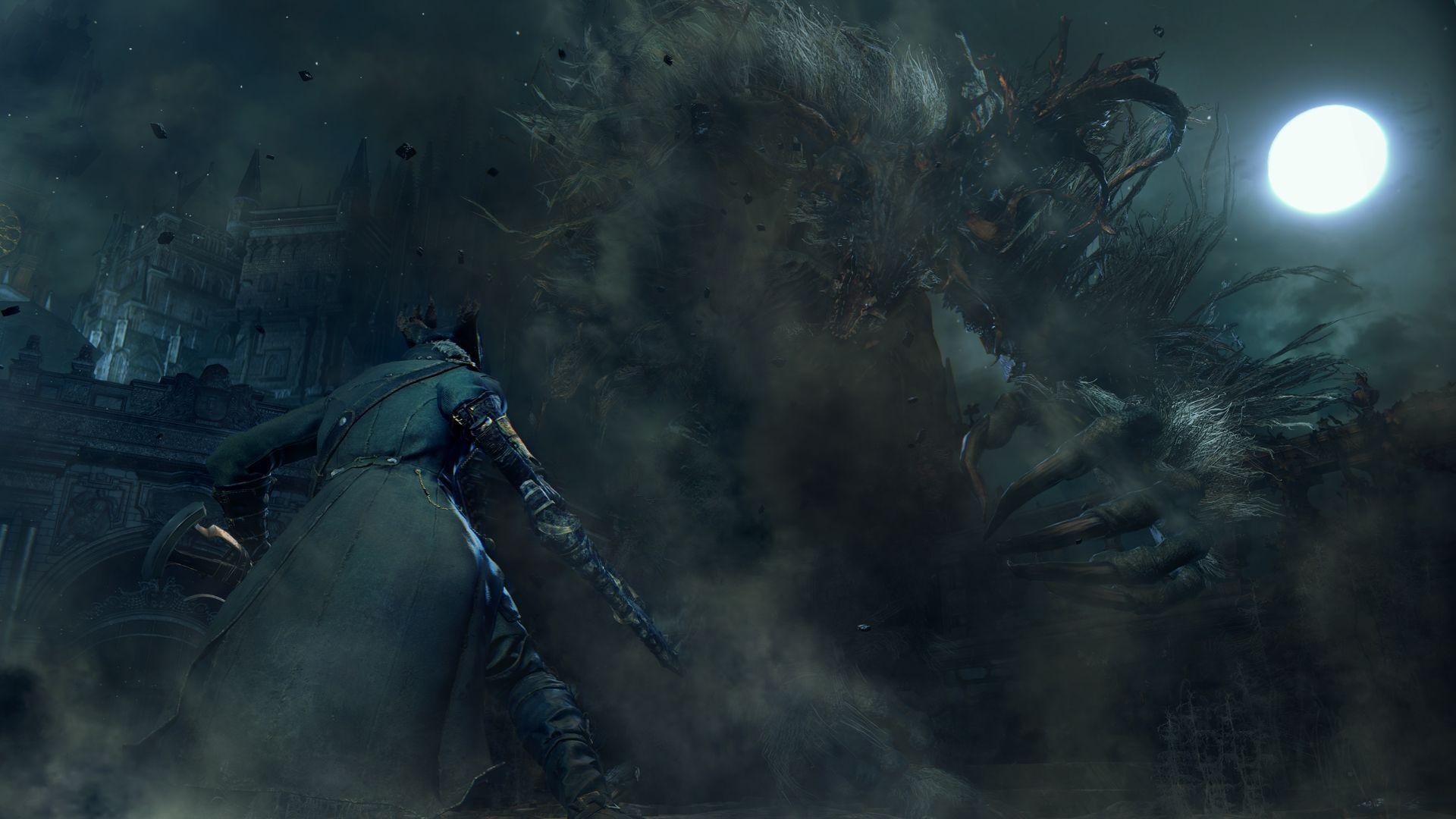 Cleric Beast, The Hunter, Central Yharnam Great Bridge, Full HD Desktop wallpaper