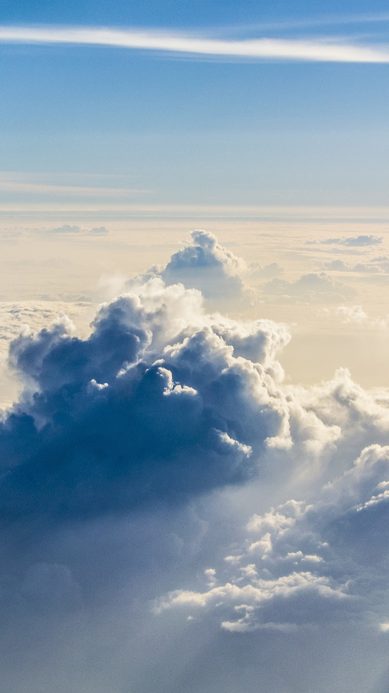 Towering cumulus clouds, Aerial view of clouds, Sunlit blue sky, HD Phone wallpaper