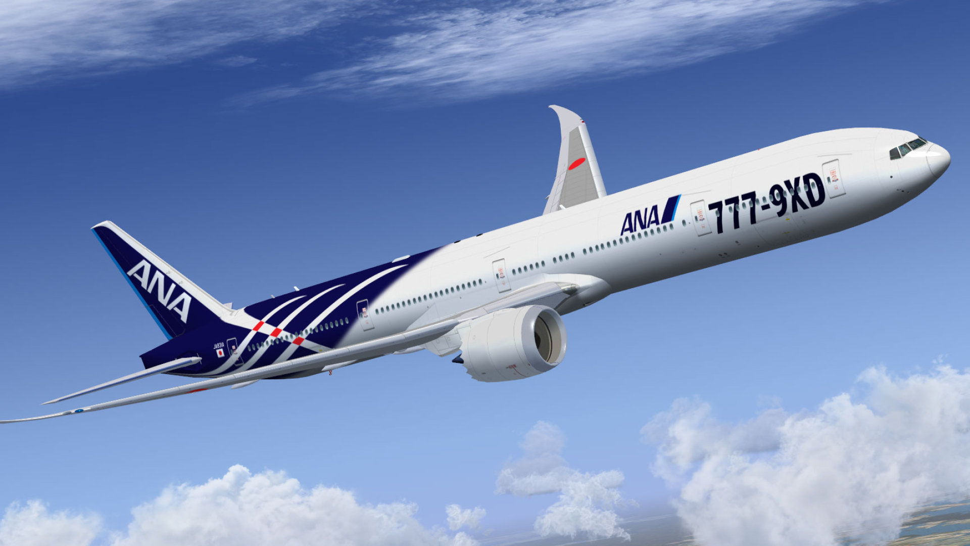 All Nippon Airways, B777-9X, Boeing 777-9XD, Aviation artwork, 1920x1080 Full HD Desktop