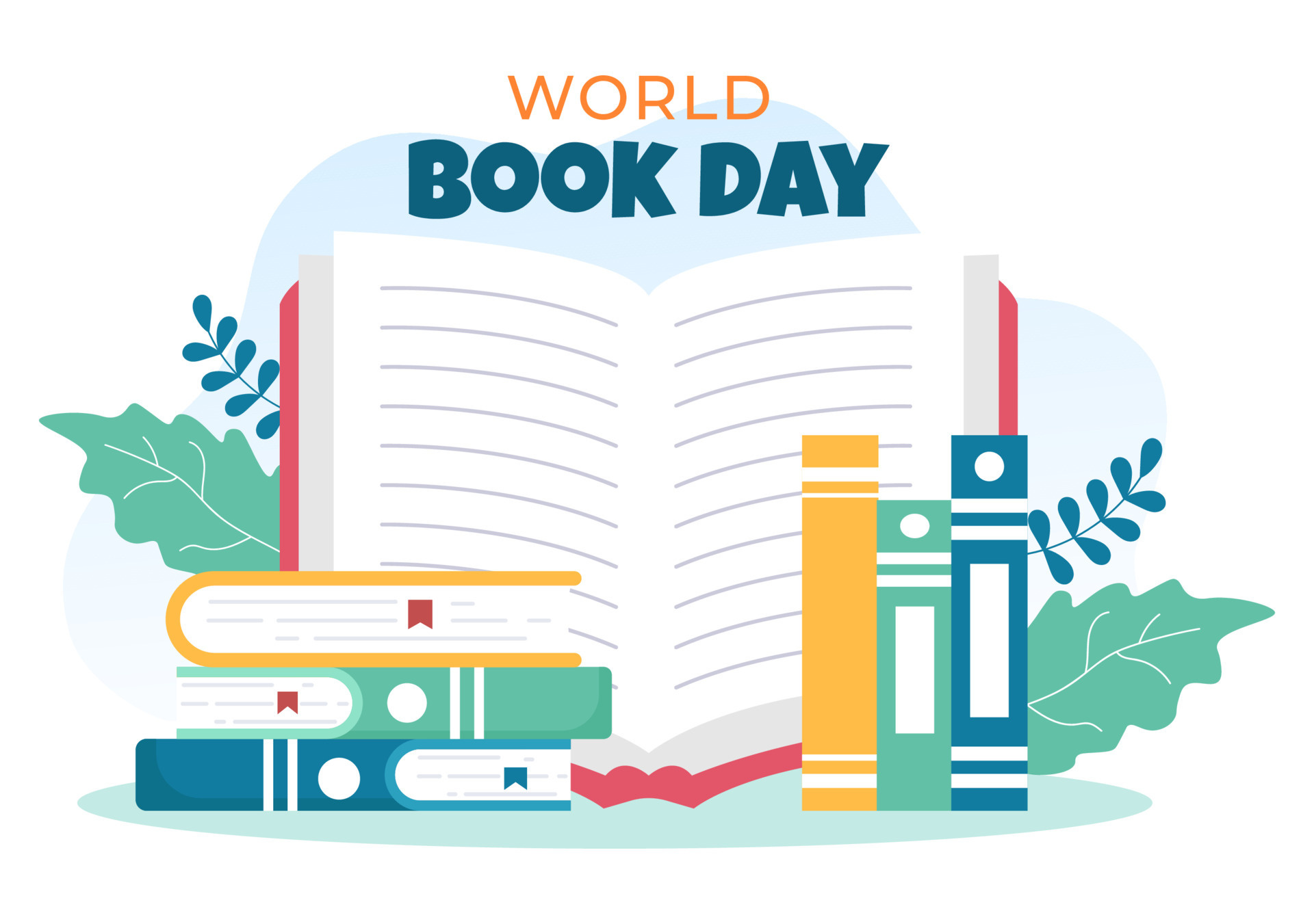 World book day, Flat cartoon background, Increase insight, Knowledge, 1920x1360 HD Desktop