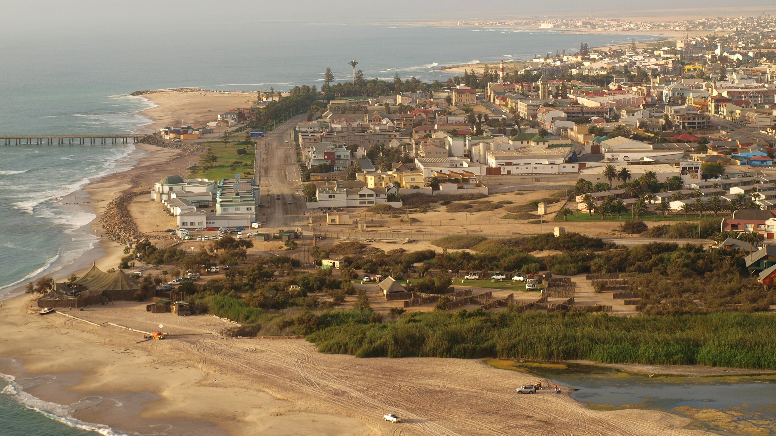 Swakopmund, Coastal town, German influence, Desert meets ocean, 2560x1440 HD Desktop