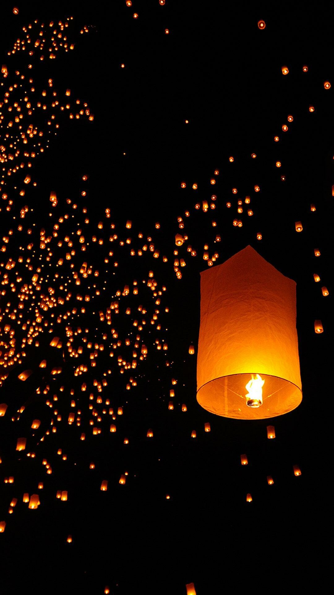 Sky Lantern Festival, Nighttime wonder, Magical ambiance, Ethereal beauty, 1080x1920 Full HD Phone