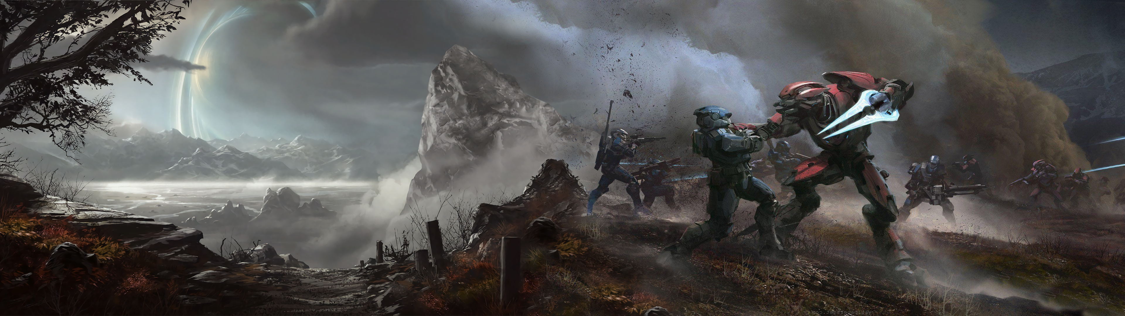 Halo: Reach, Elites (Halo) Wallpaper, 3840x1080 Dual Screen Desktop
