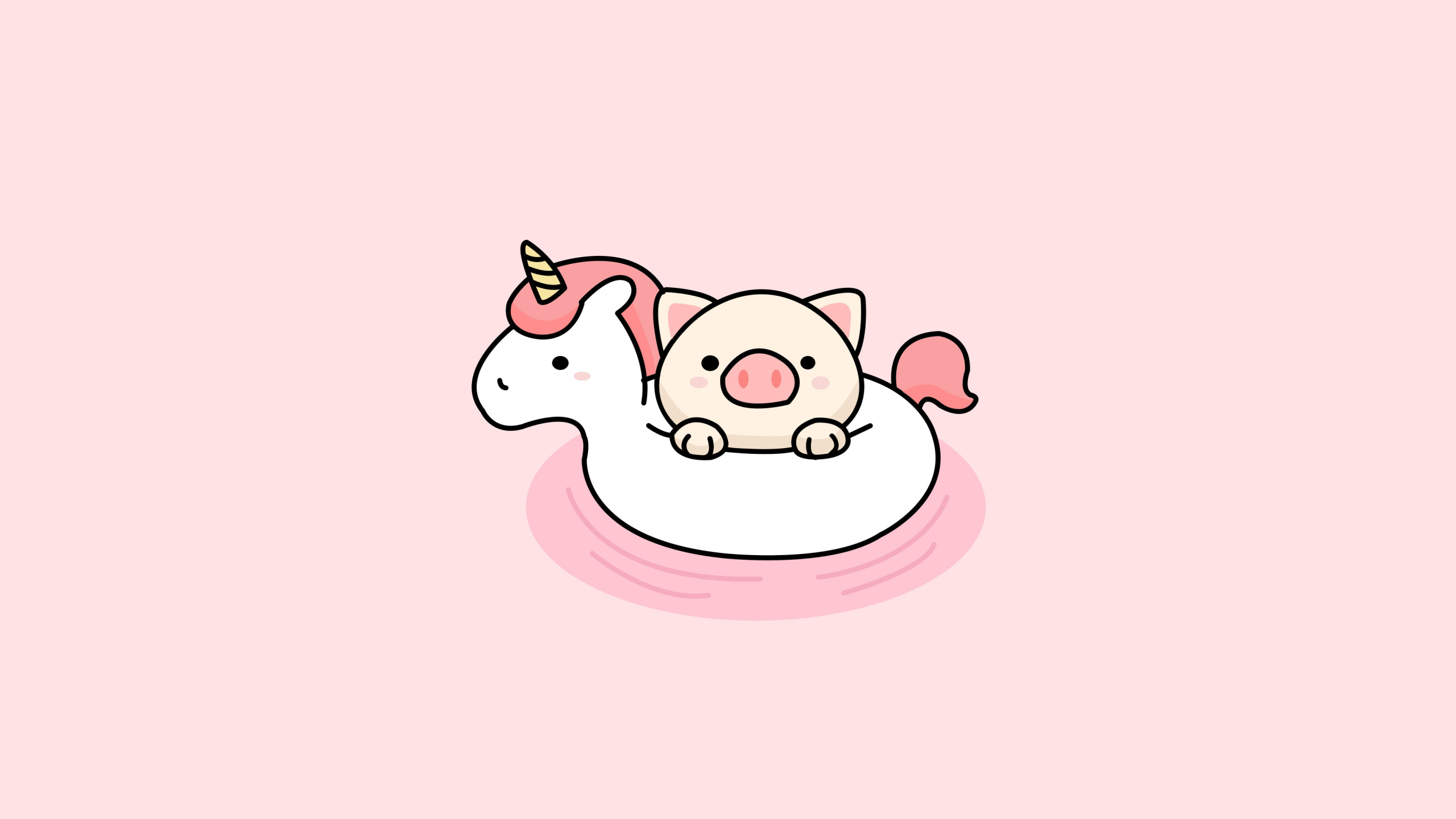 Pig, Cute Pink Wallpaper, 2560x1440 HD Desktop