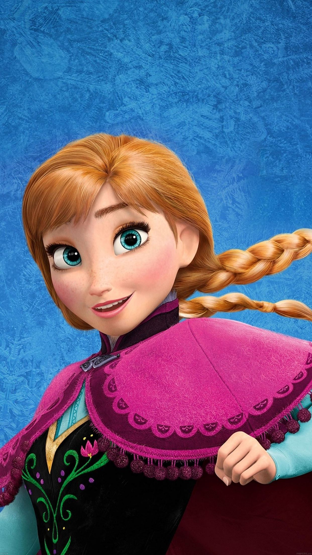 Princess Anna, magenta travel cape, blue frost pattern, HD Phone wallpaper