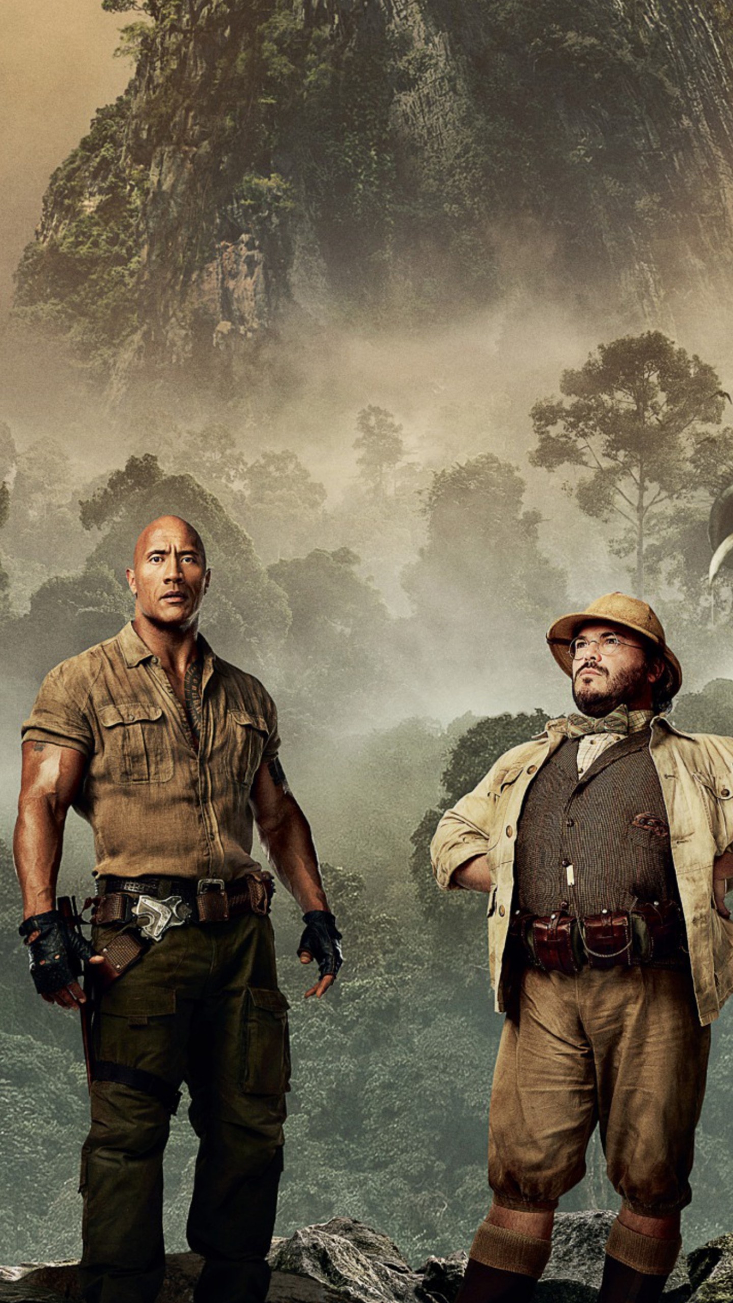 Jack Black, Kevin Hart, Dwayne Johnson, Karen Gillan, 1440x2560 HD Phone