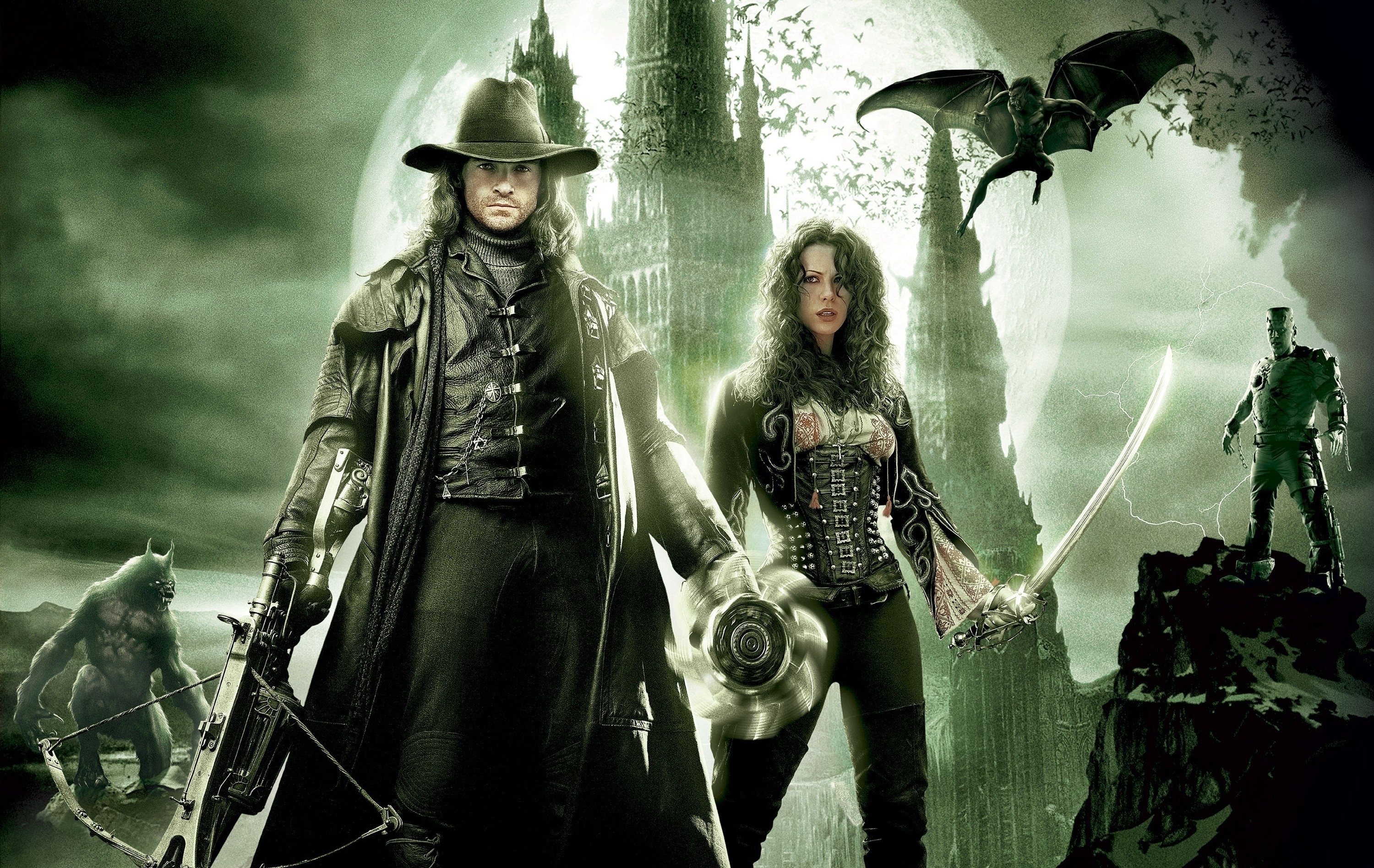 Van Helsing movie, Action-packed adventure, Hunting supernatural beings, Gothic aesthetic, 3000x1900 HD Desktop